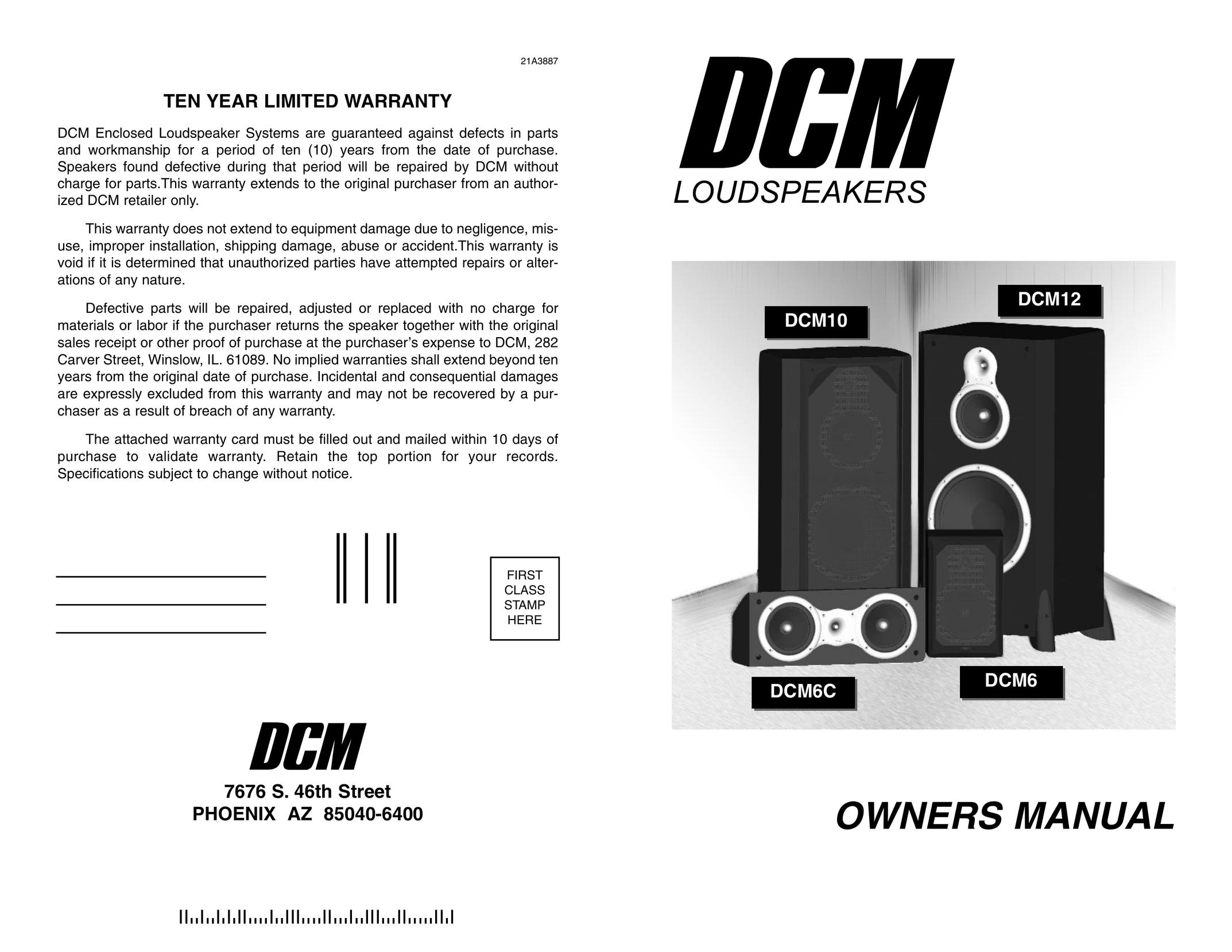 DCM Speakers DCM12 Speaker System User Manual