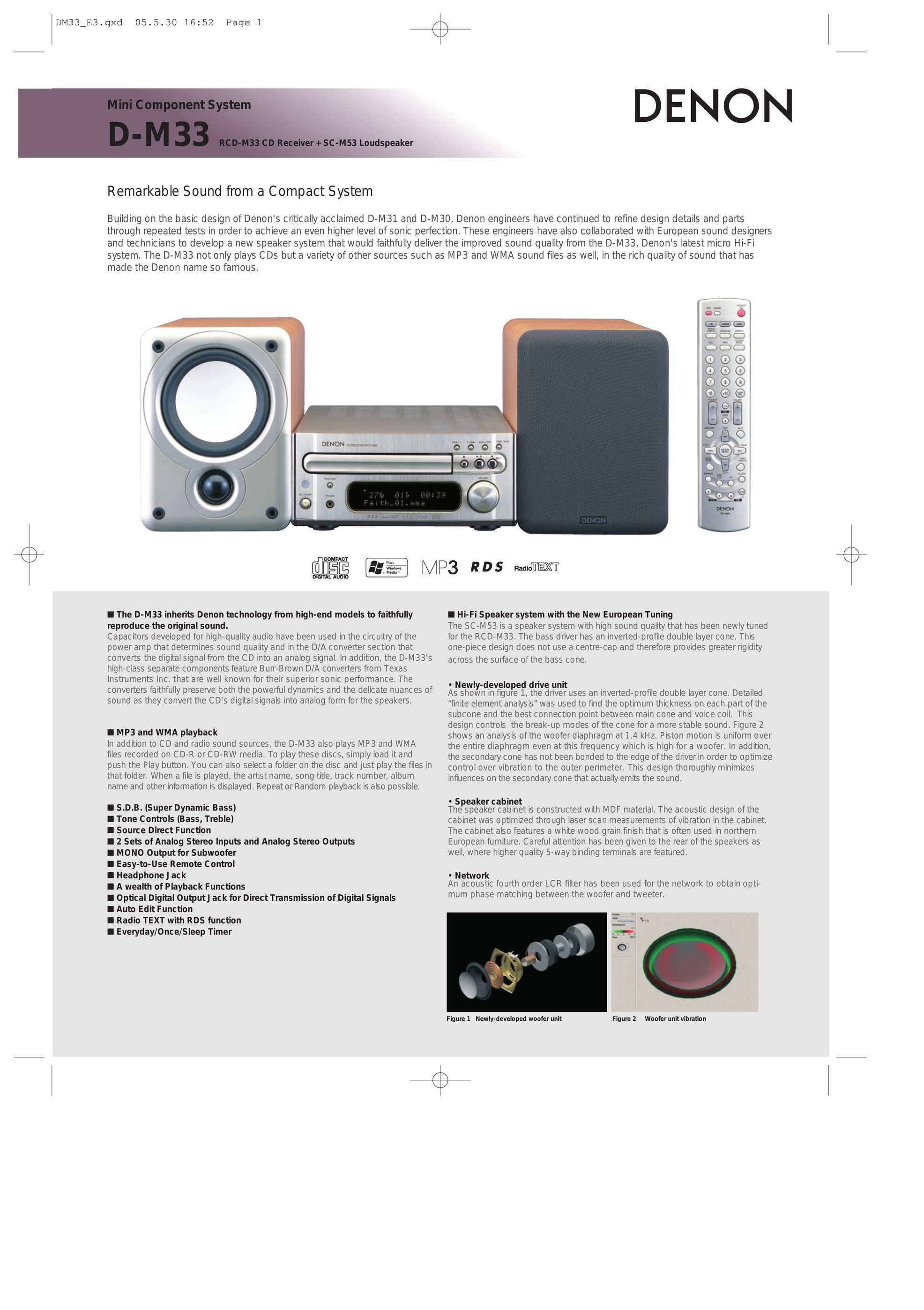 Denon D-M33 Speaker System User Manual