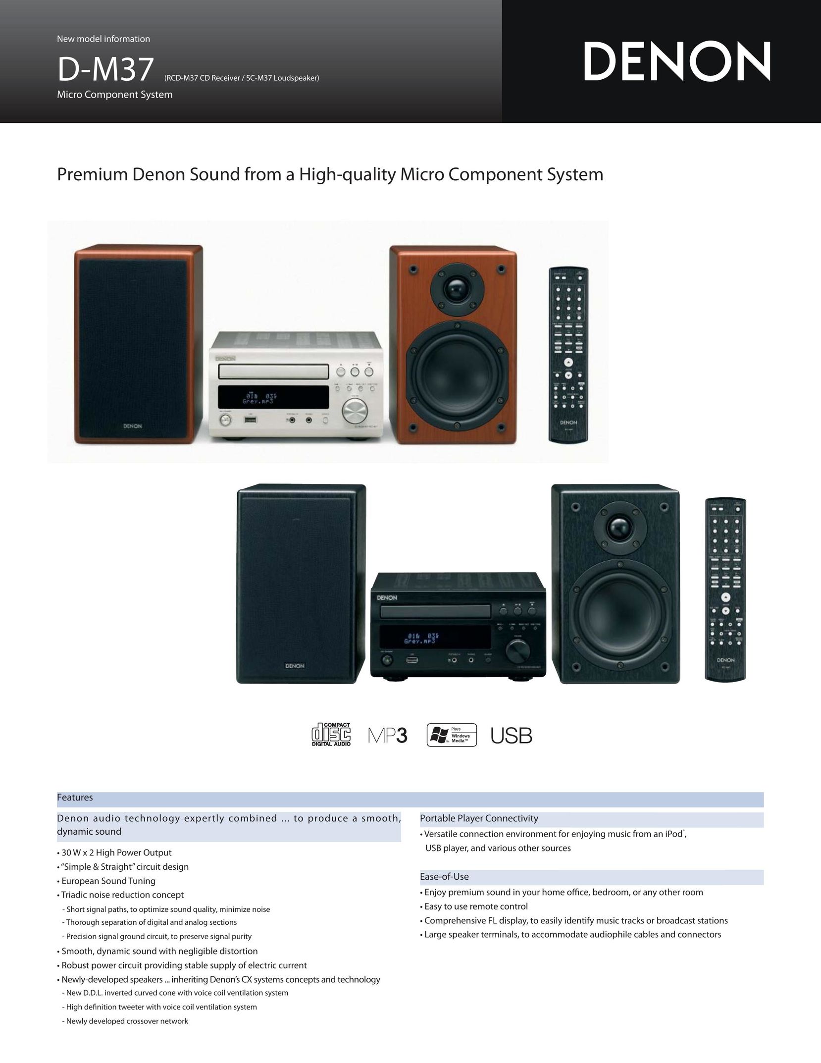 Denon D-M37 Speaker System User Manual
