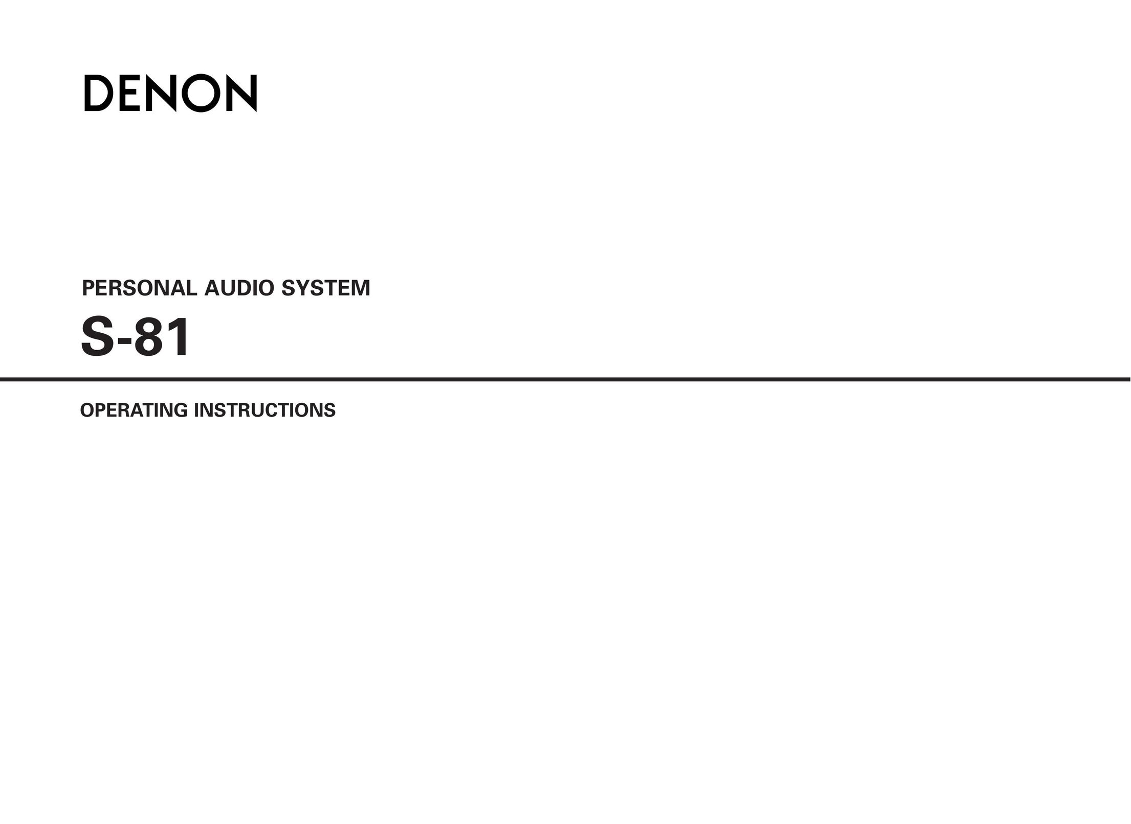 Denon S81 Speaker System User Manual