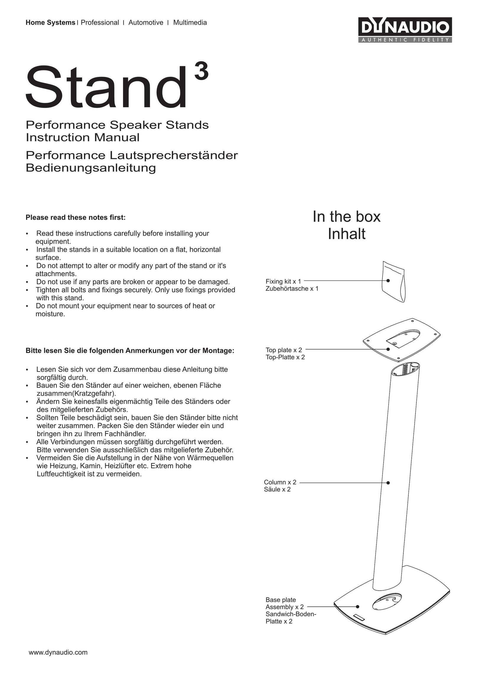 Dynaudio Stand3 Speaker System User Manual