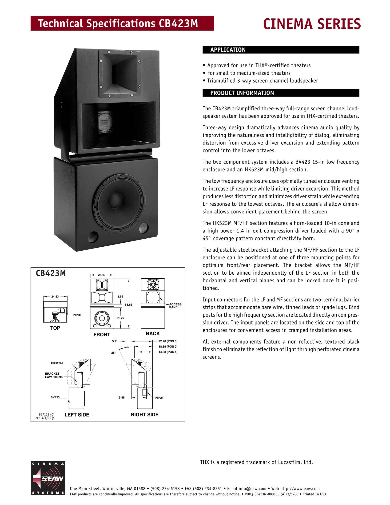 EAW CB423M Speaker System User Manual