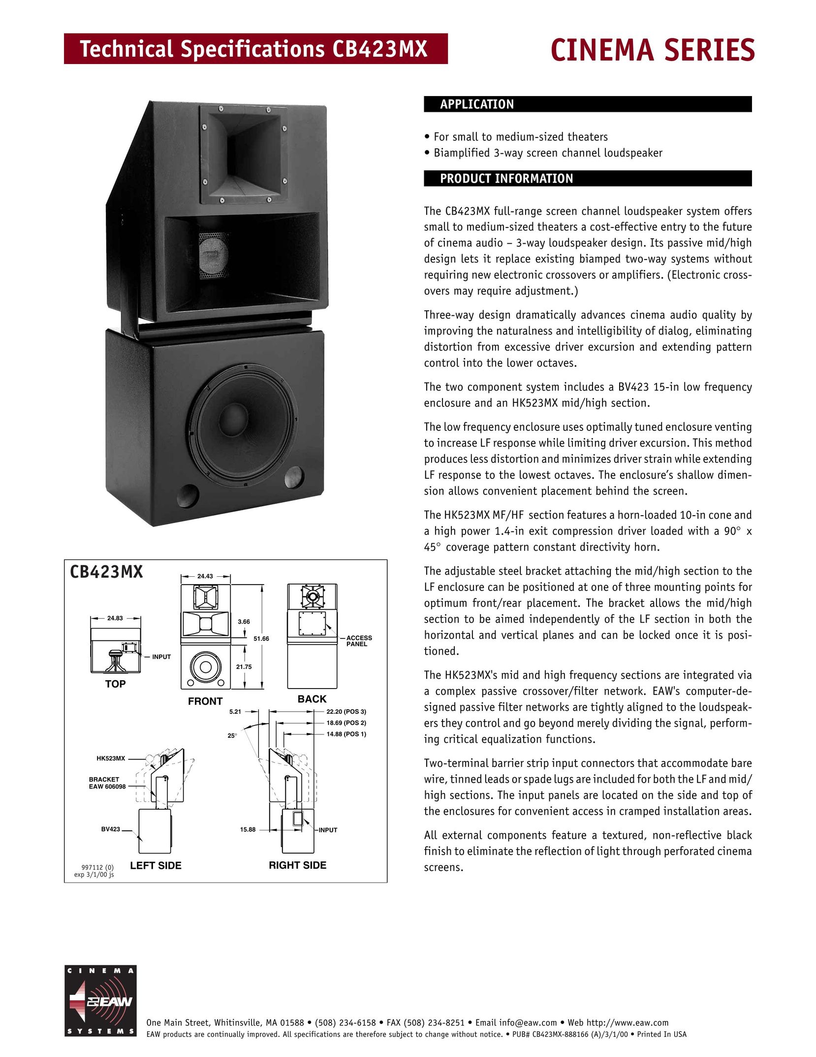 EAW CB423MX Speaker System User Manual