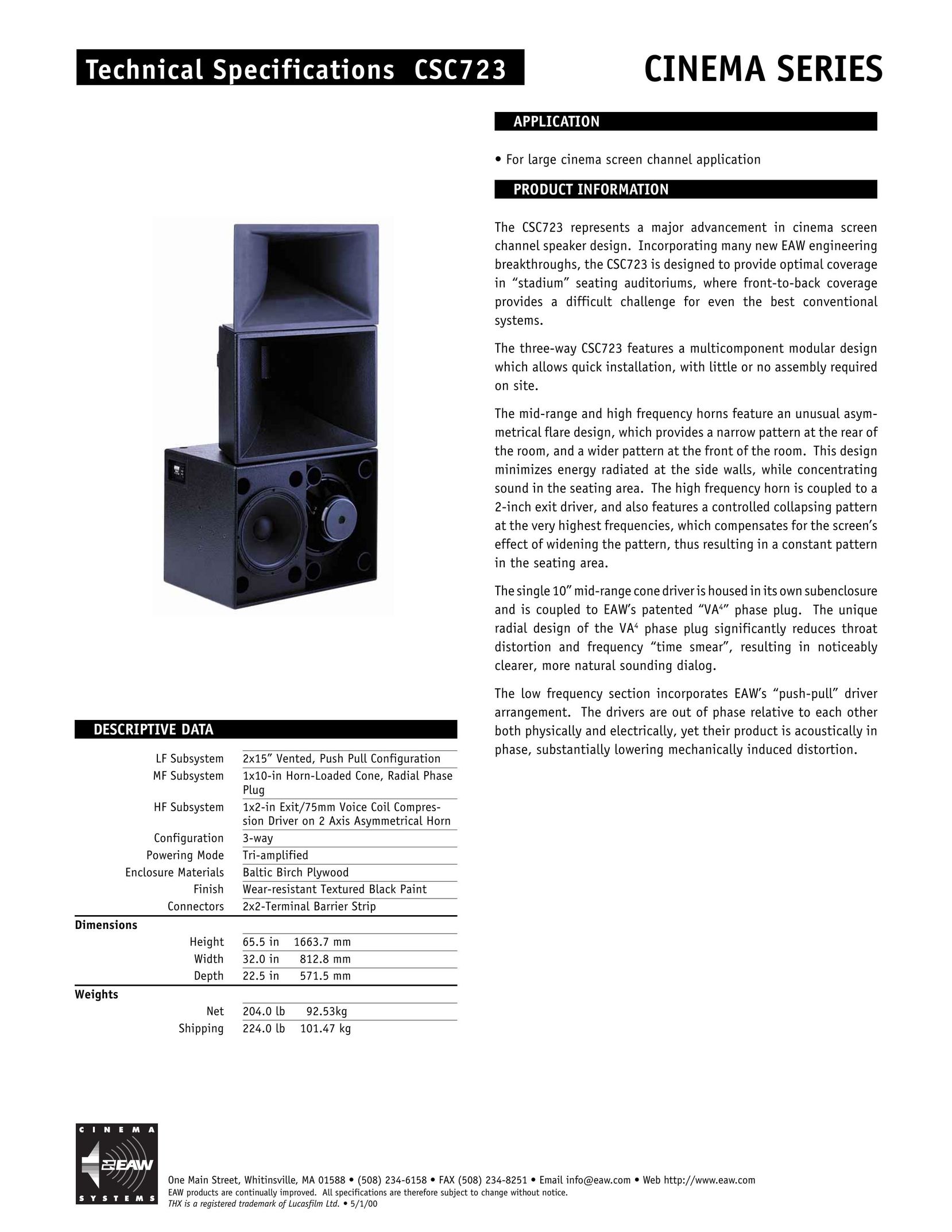 EAW CSC723 Speaker System User Manual