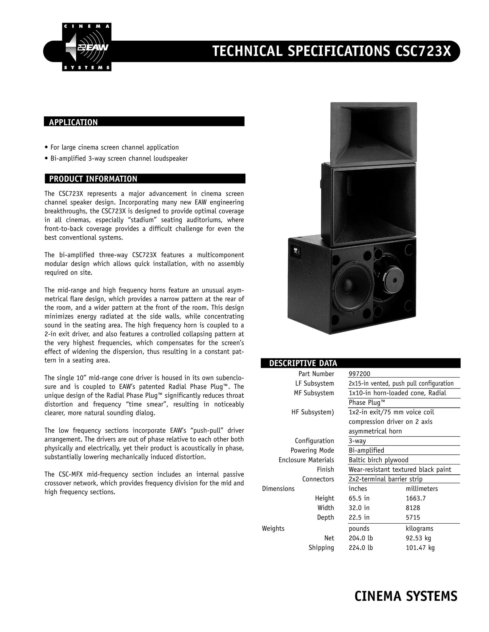 EAW CSC723X Speaker System User Manual