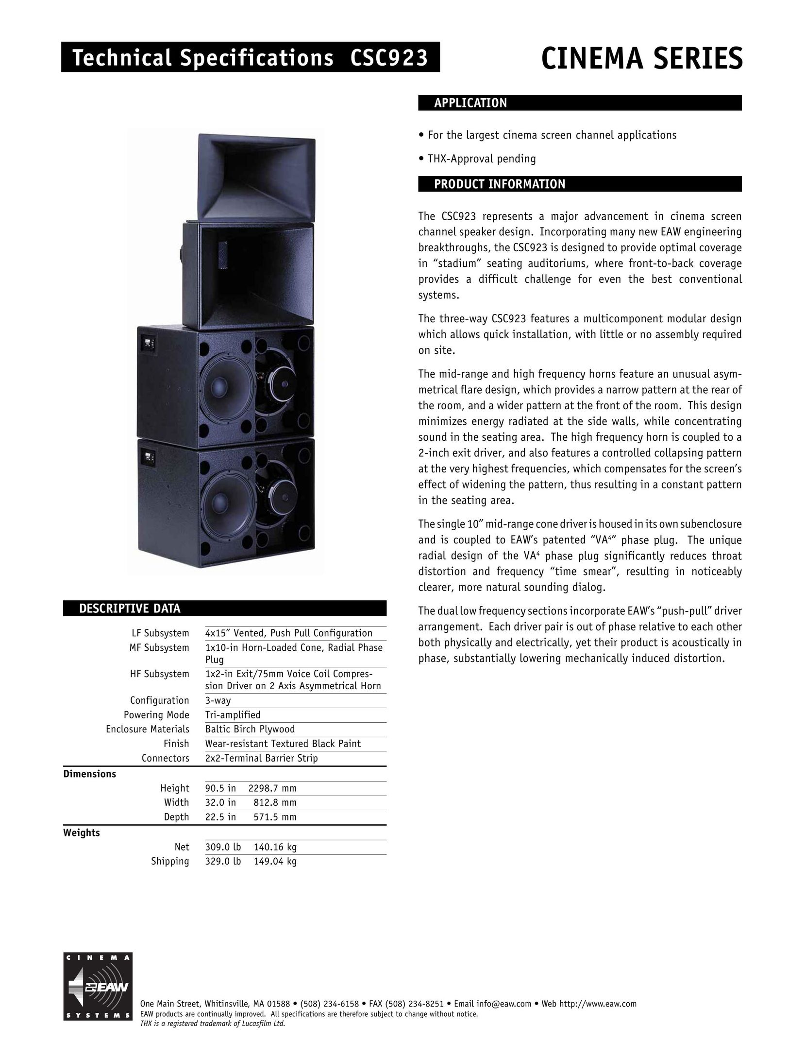 EAW CSC923 Speaker System User Manual