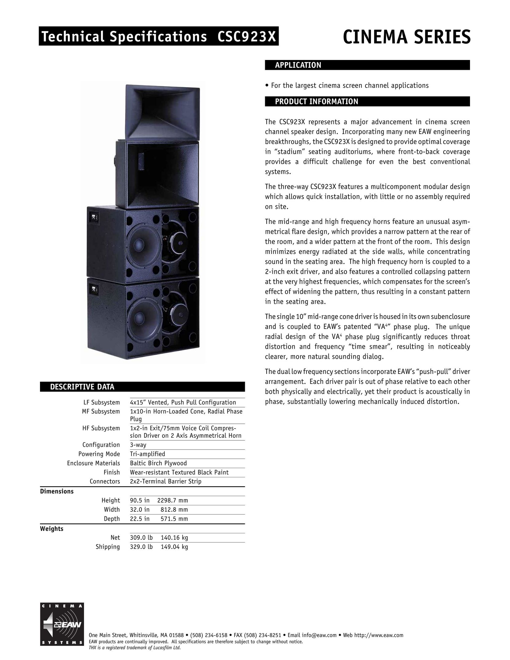EAW CSC923X Speaker System User Manual