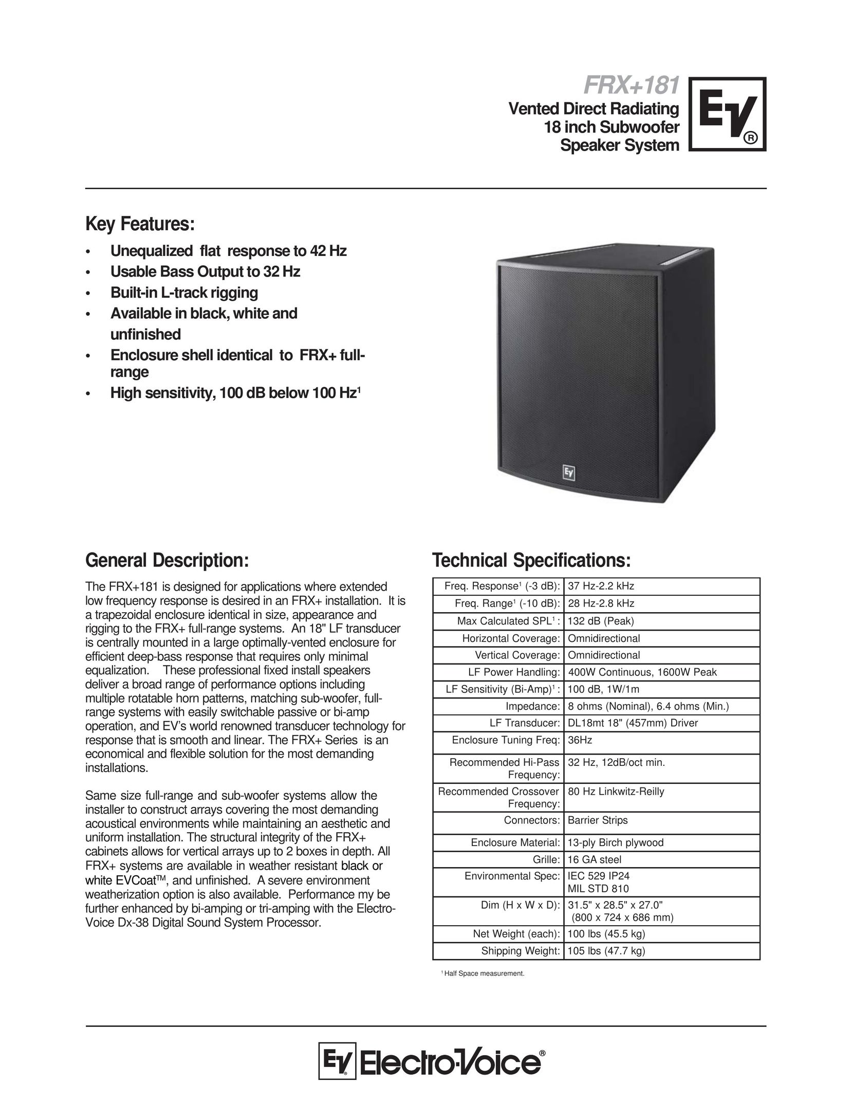 Electro-Voice FRX+181 Speaker System User Manual