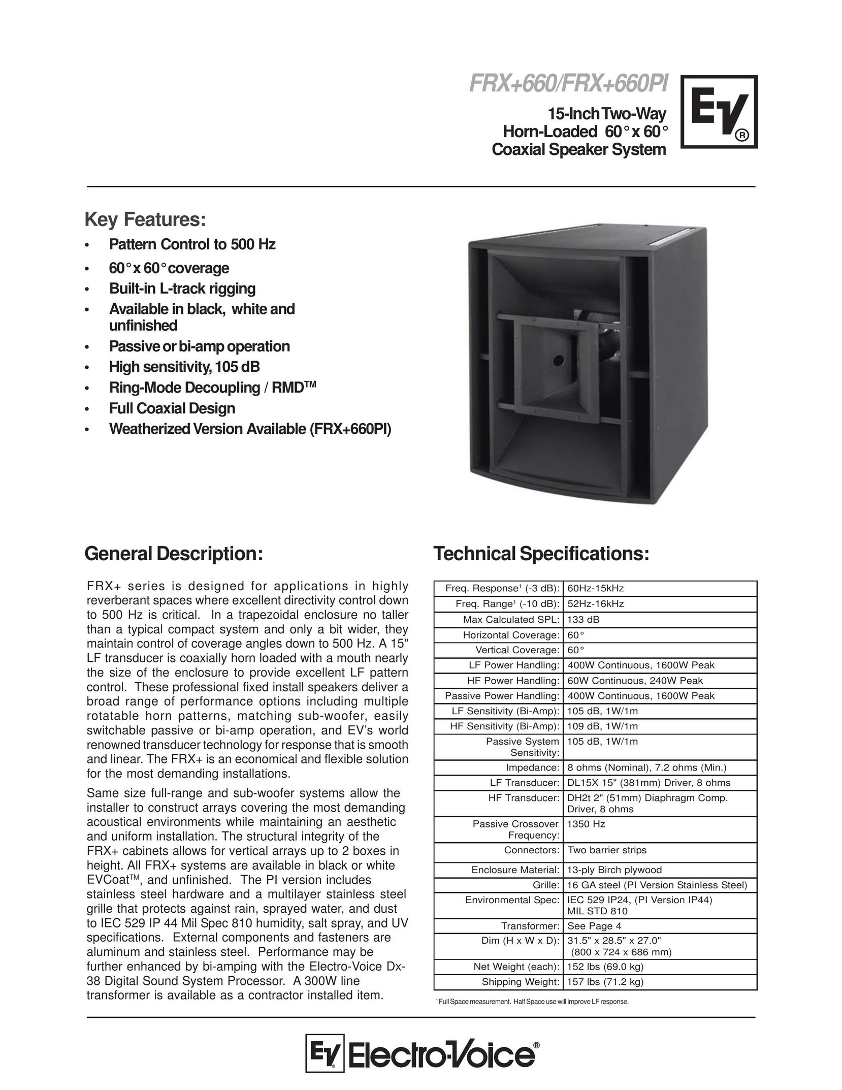 Electro-Voice FRX+660 Speaker System User Manual