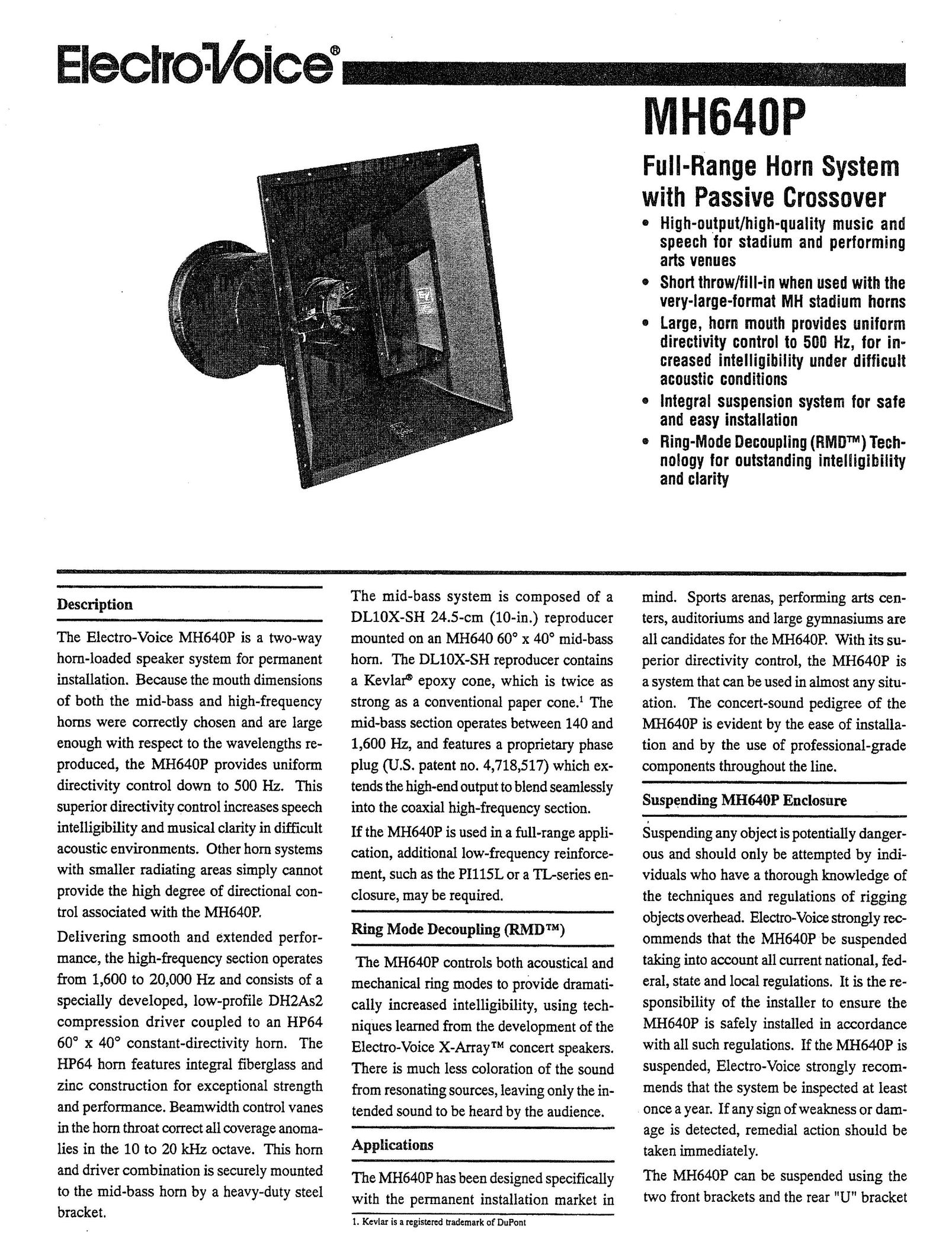 Electro-Voice MH640P Speaker System User Manual