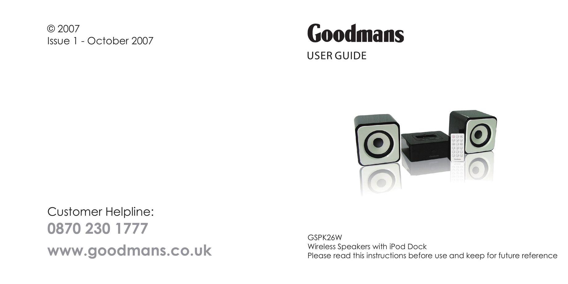 Goodmans GSPK26W Speaker System User Manual