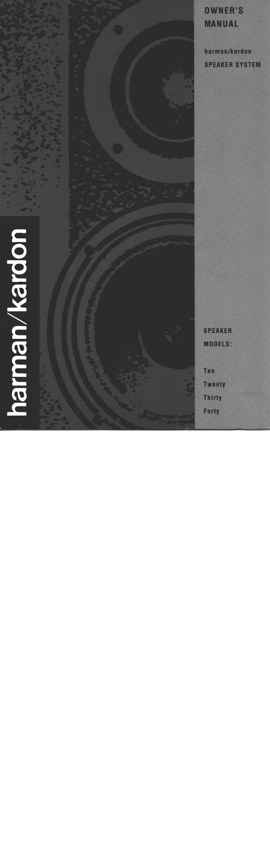 Harman-Kardon THIRTY Speaker System User Manual