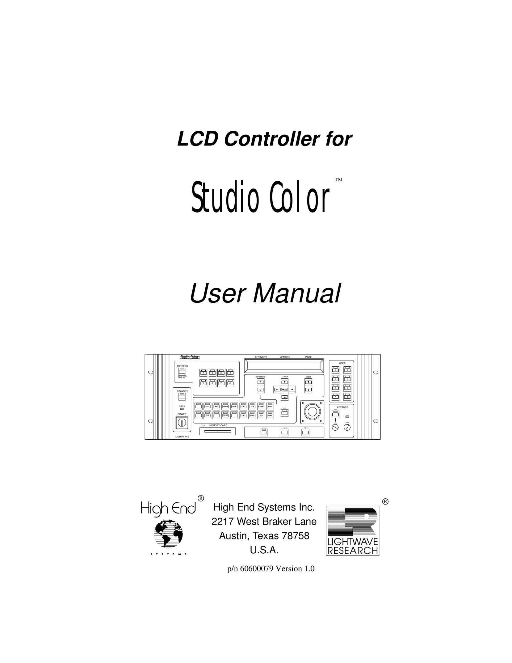 High End Systems High End LCD Controller for Studio Color Speaker System User Manual