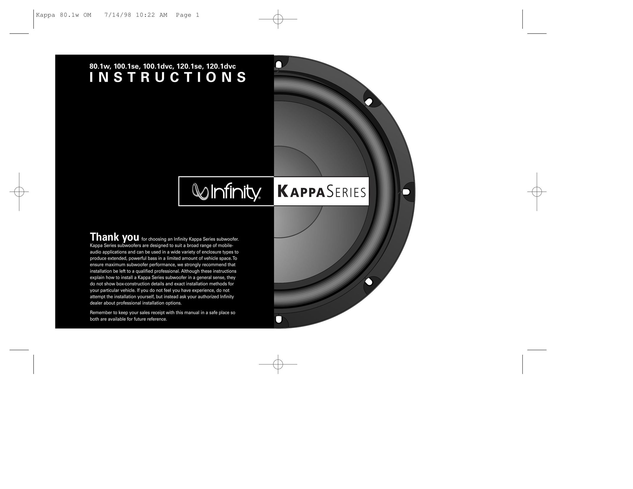 Infinity 80.1W Speaker System User Manual