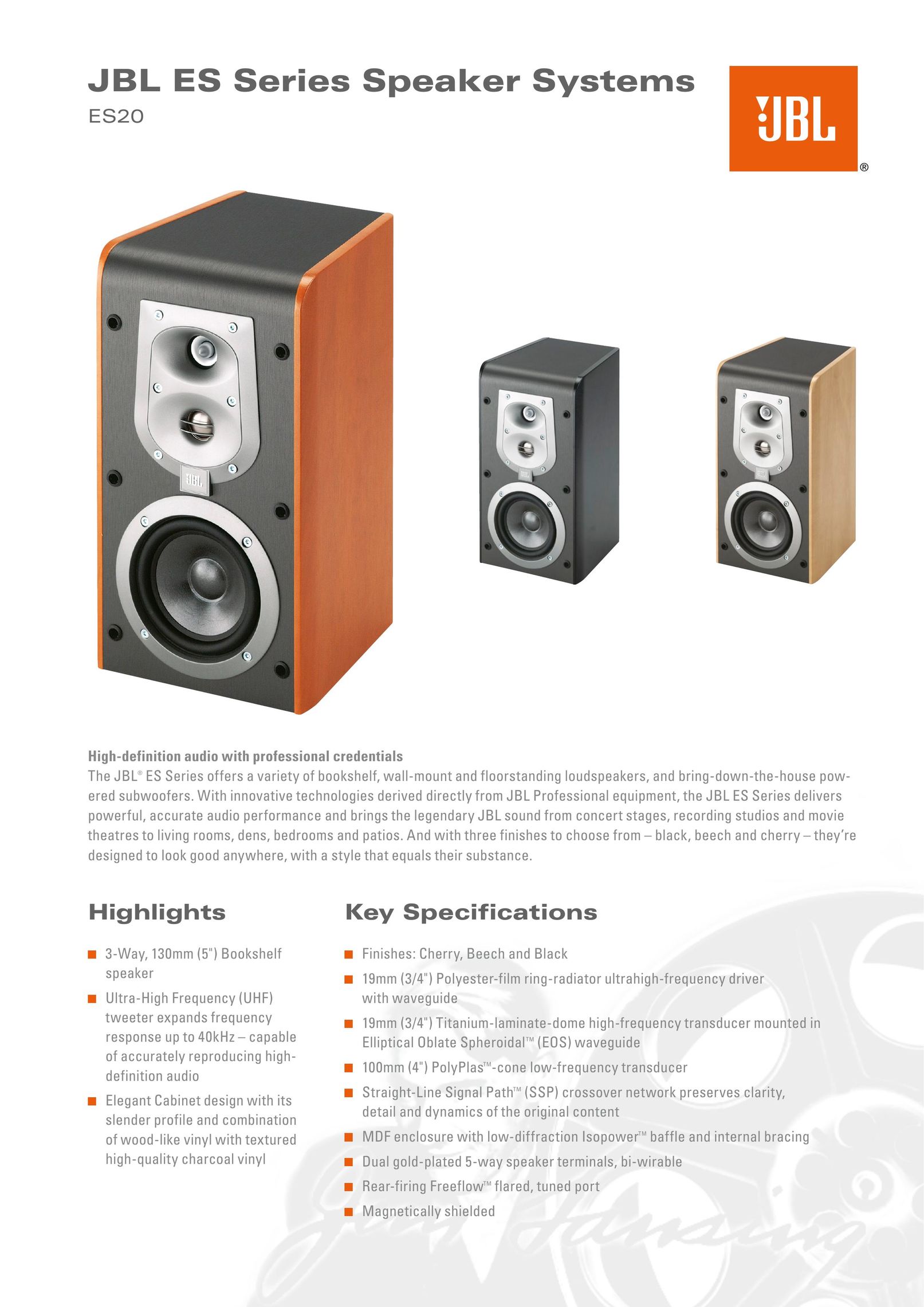 JBL ES20 Speaker System User Manual