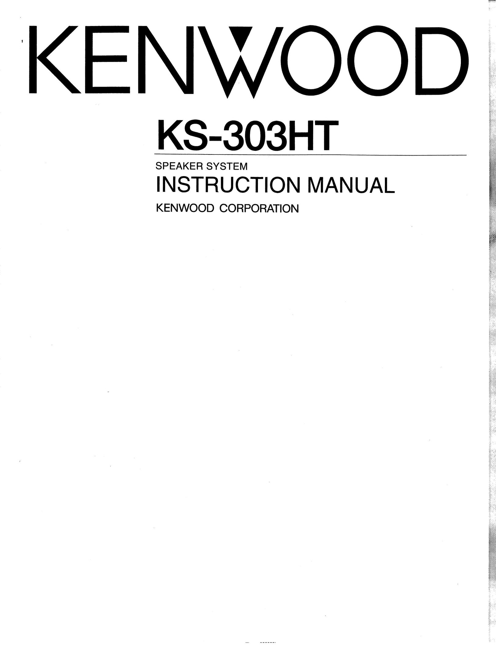 Kenwood KS-303HT Speaker System User Manual