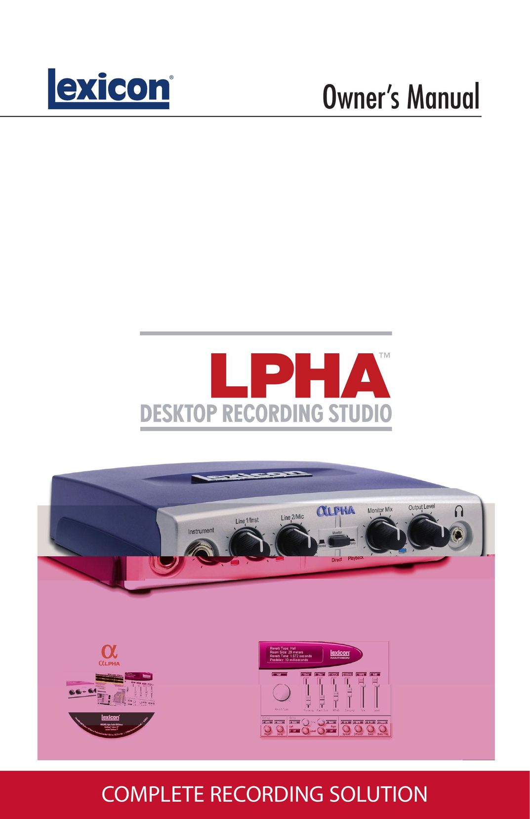 Lexicon Alpha Desktop Recording Studio Speaker System User Manual