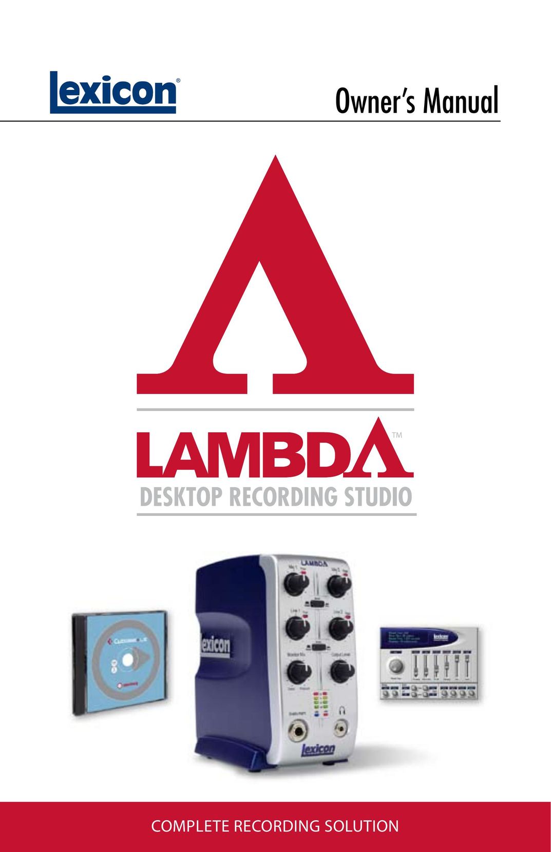 Lexicon Lambda Desktop Recording Studio Speaker System User Manual