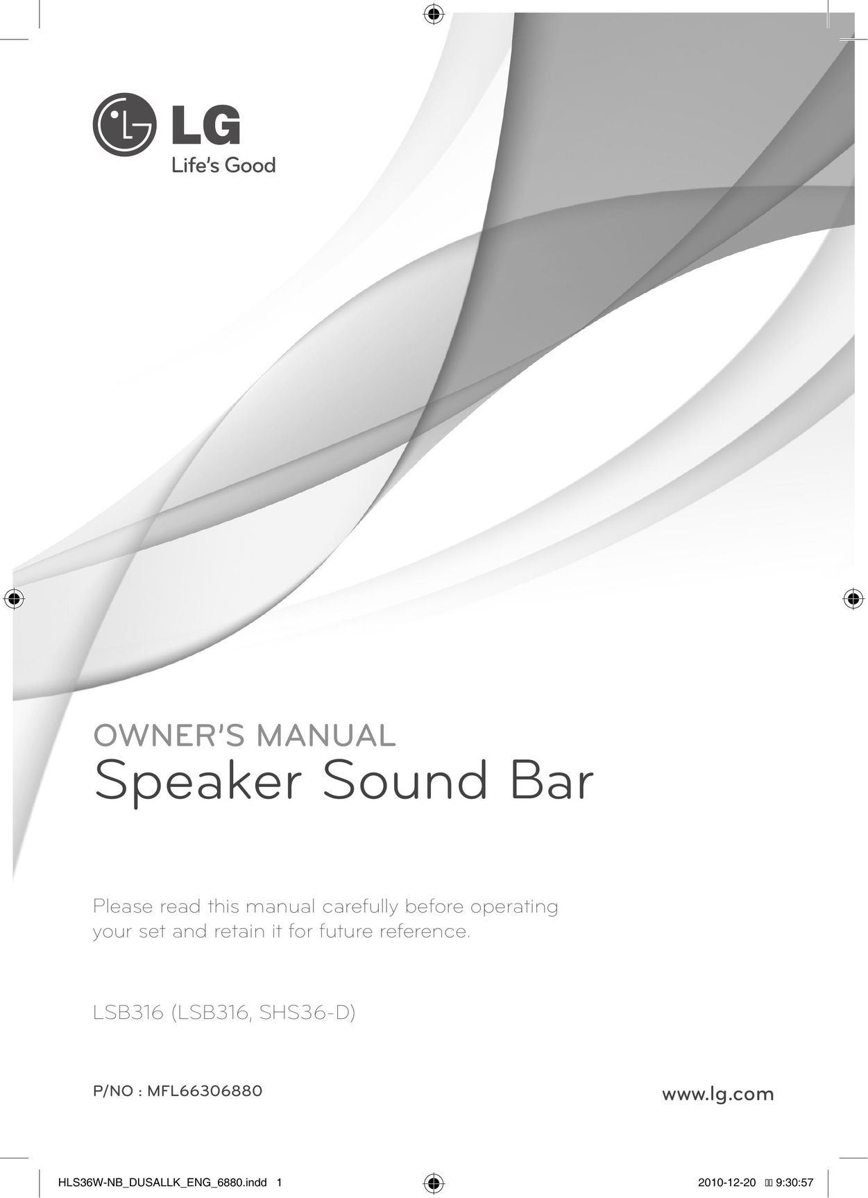 LG Electronics SHS36-D Speaker System User Manual