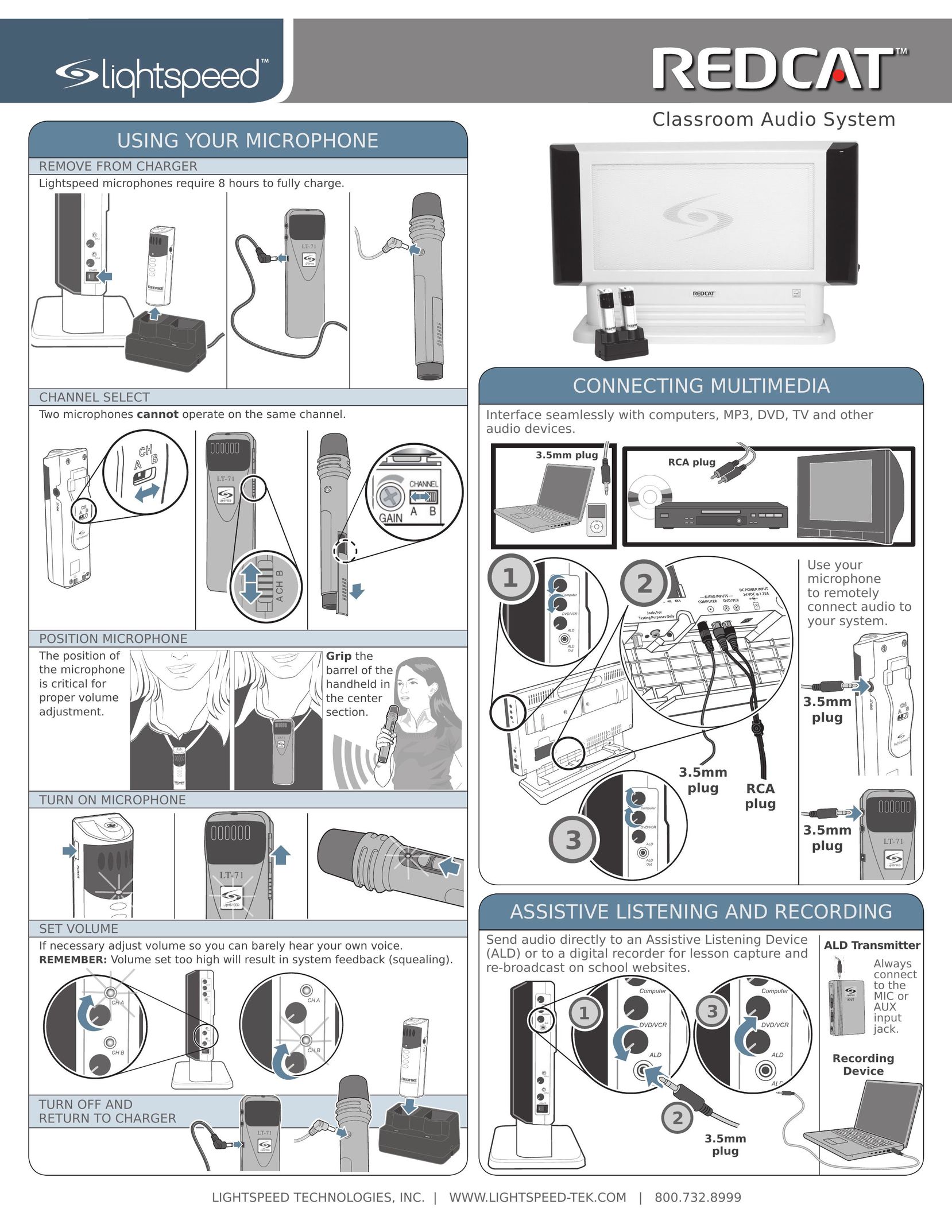 LightSpeed Technologies Classroom Audio System Speaker System User Manual