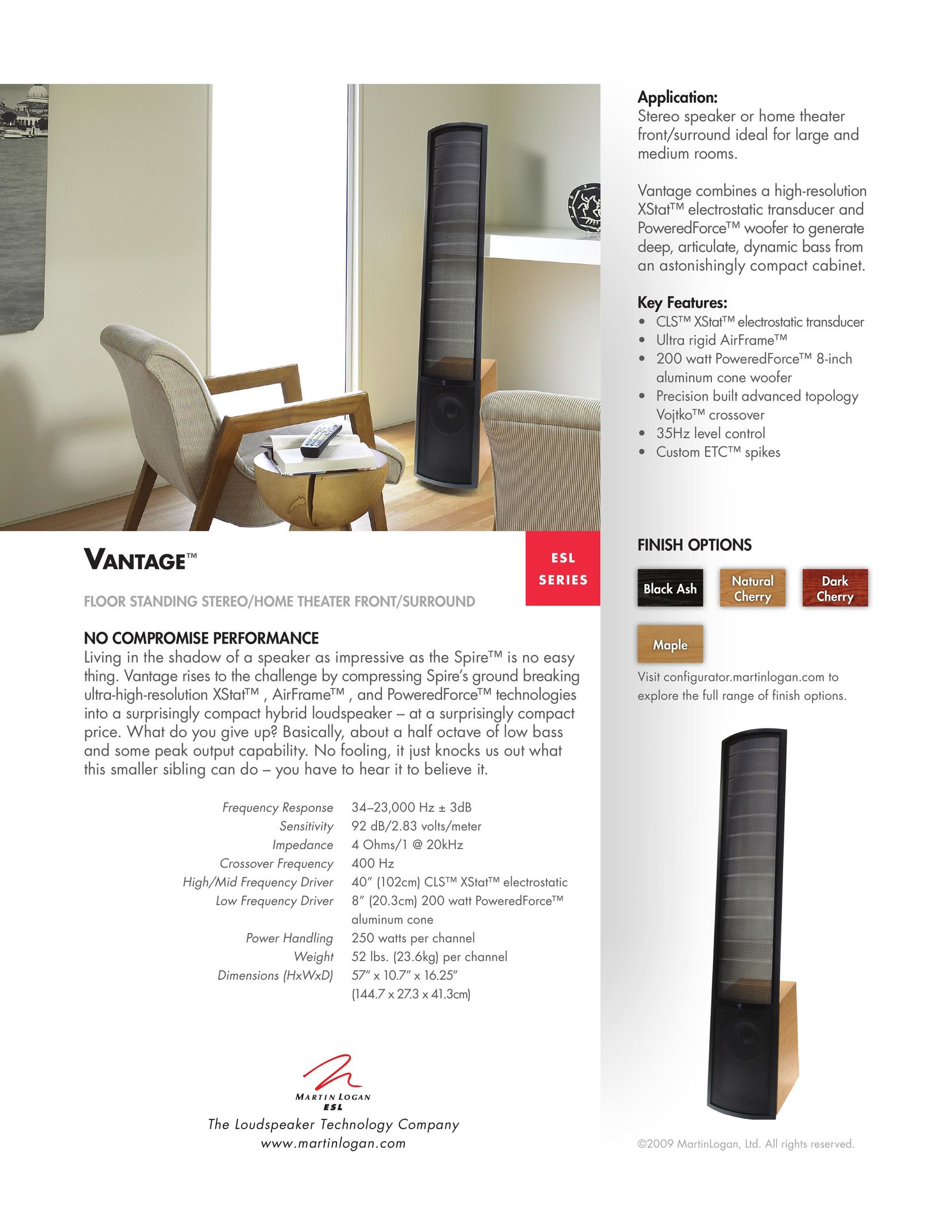 MartinLogan Floor Standing Stereo/Home Theater Front/Surround Speaker System User Manual