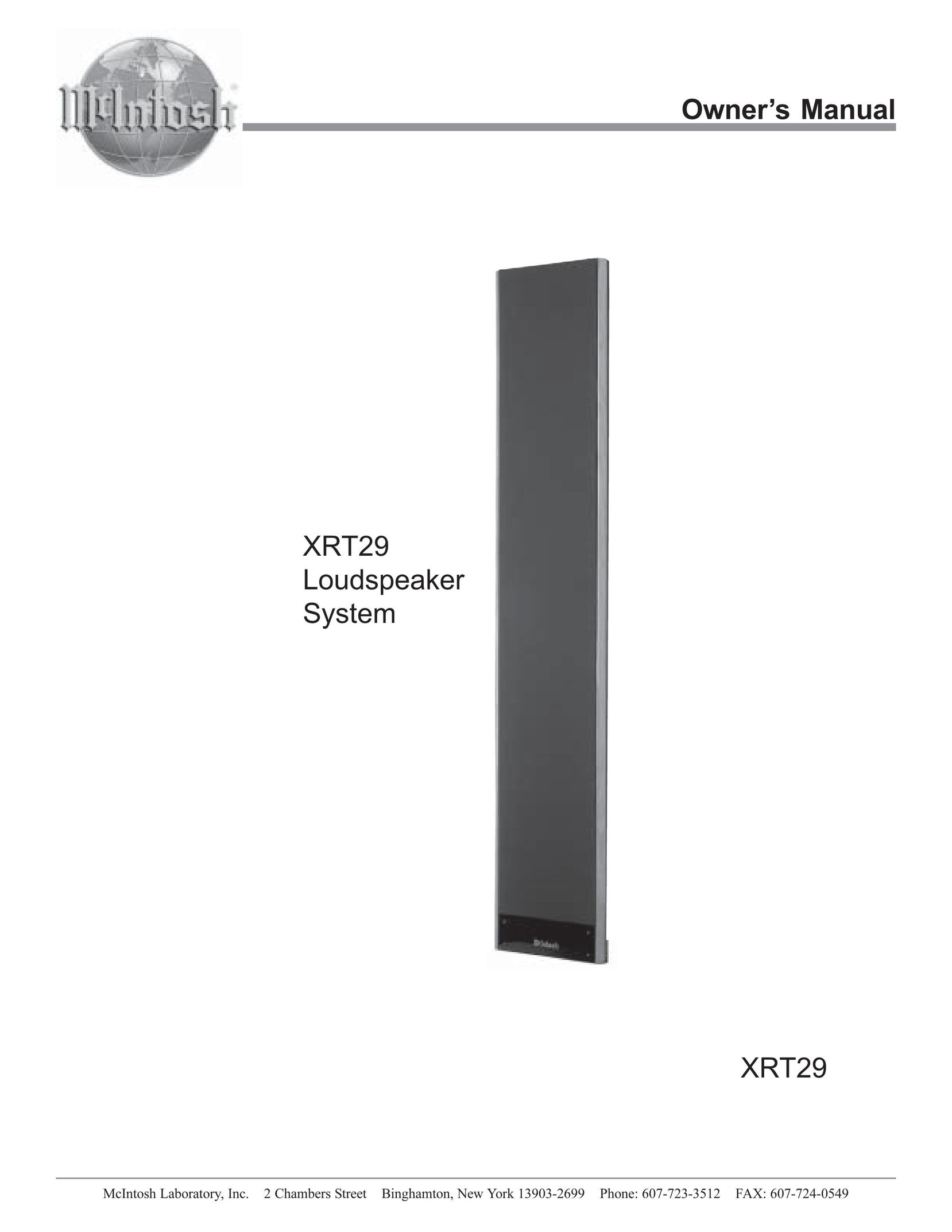McIntosh XRT29 Speaker System User Manual