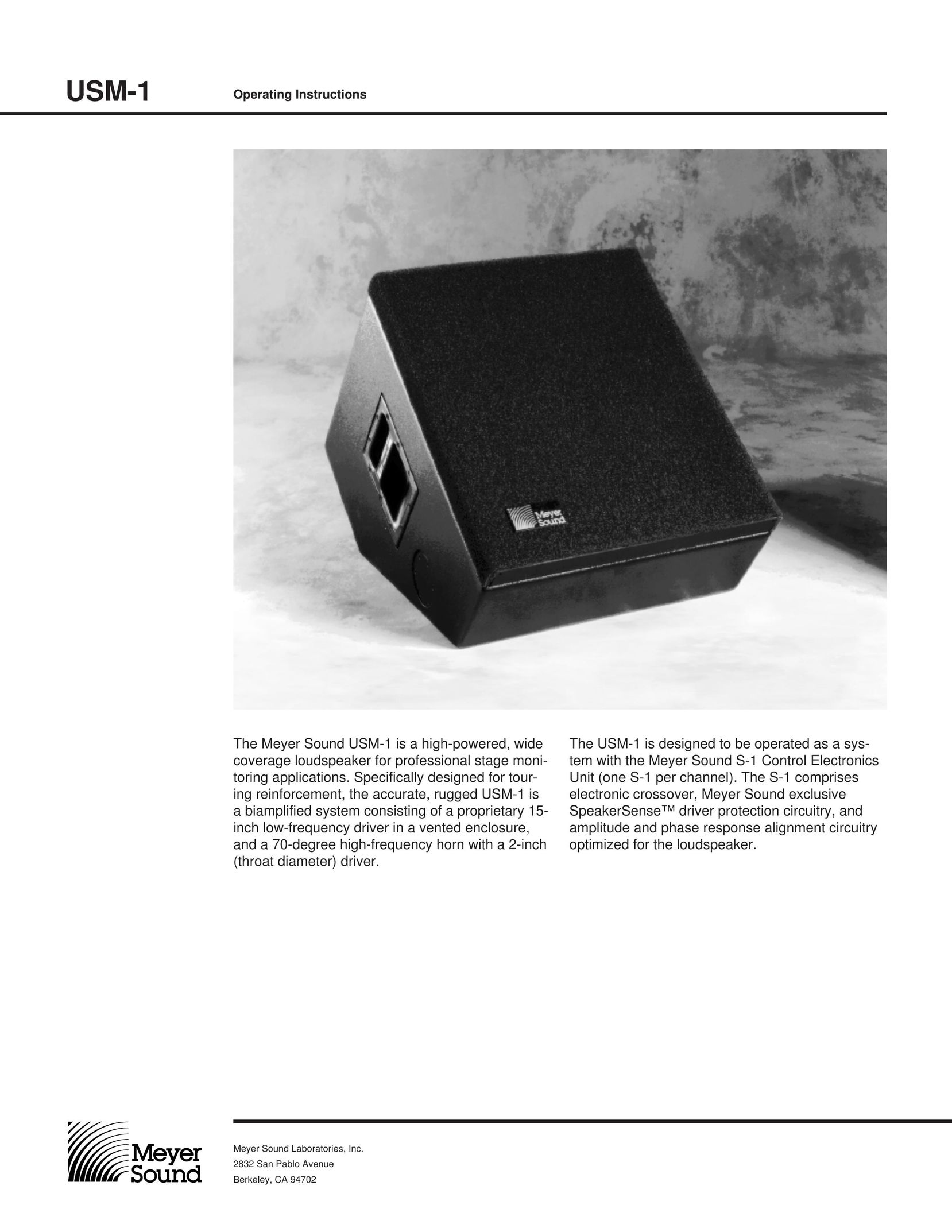 Meyer Sound USM-1 Speaker System User Manual