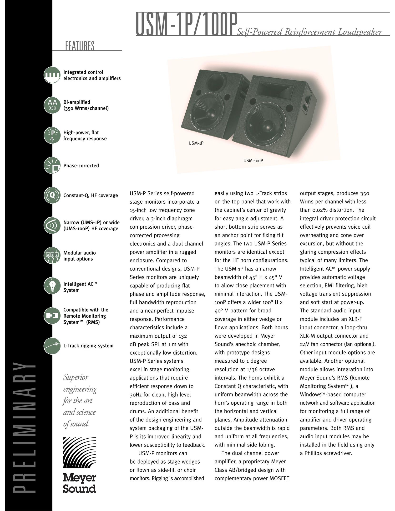 Meyer Sound USM-100P Speaker System User Manual