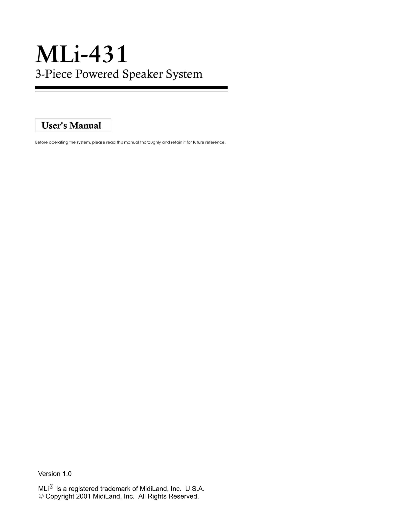 MidiLand MLI-431 Speaker System User Manual
