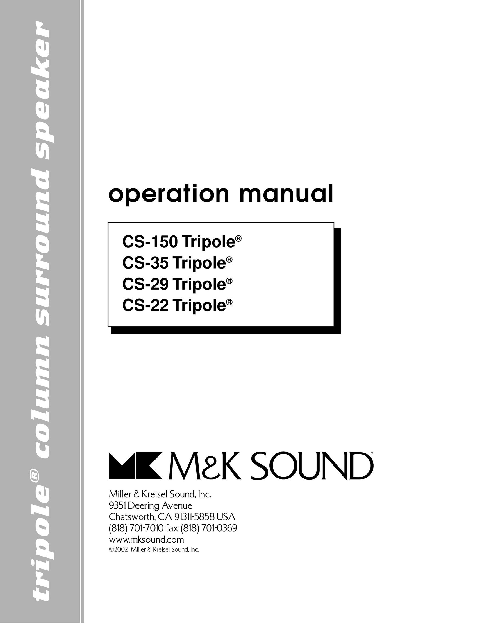 MK Sound CS-22 Speaker System User Manual