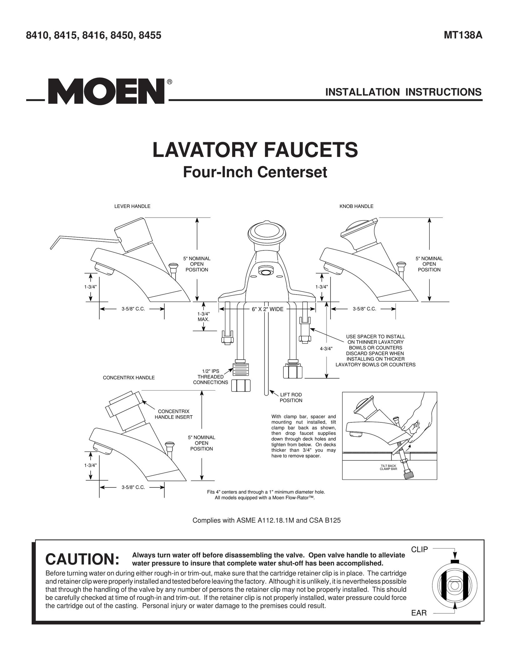 Moen MT138A Speaker System User Manual
