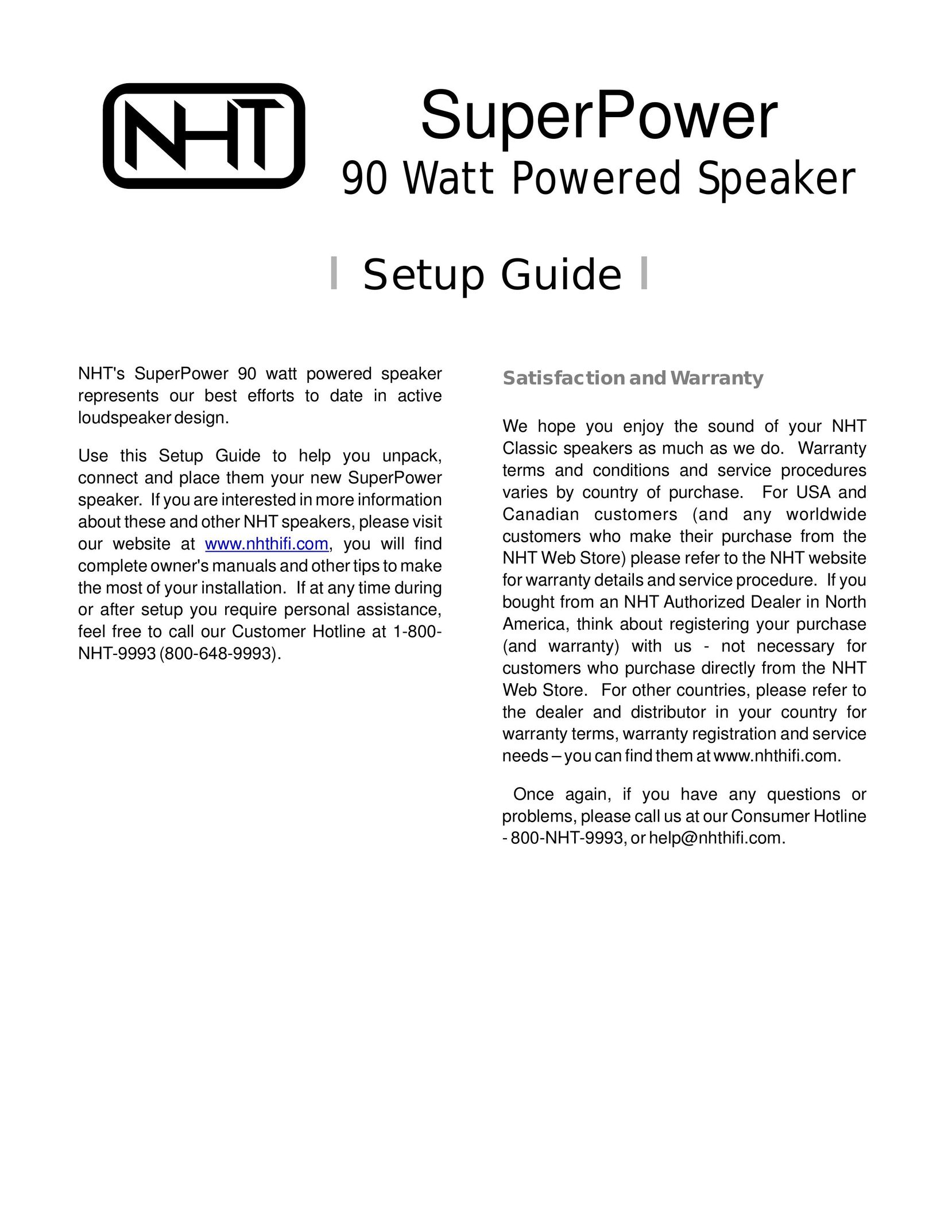 NHT -9993 Speaker System User Manual