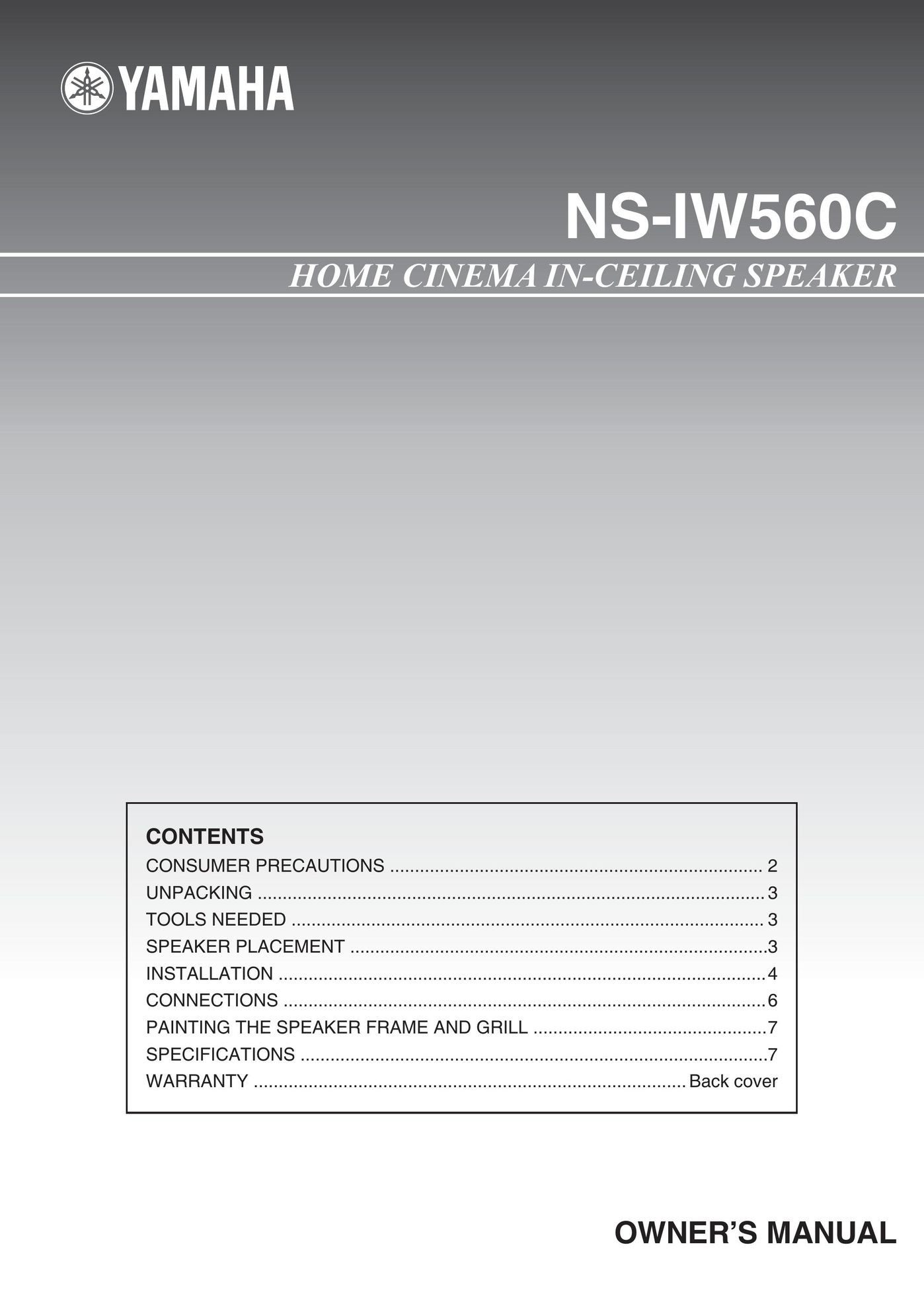 Niles Audio NS-IW560C Speaker System User Manual