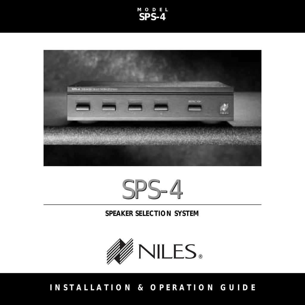 Niles Audio SPS-4 Speaker System User Manual