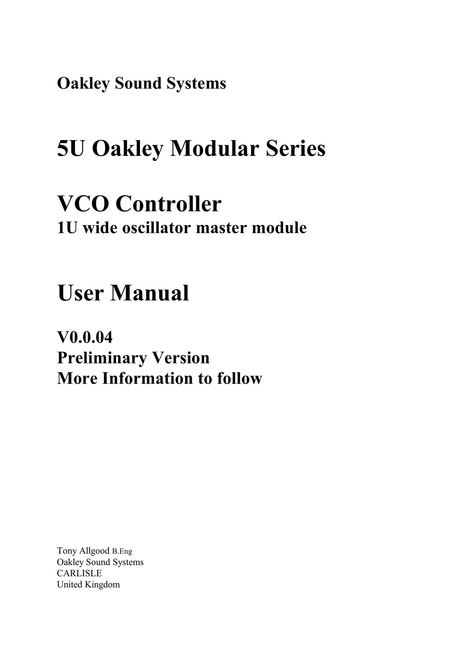 Oakley 5U Speaker System User Manual