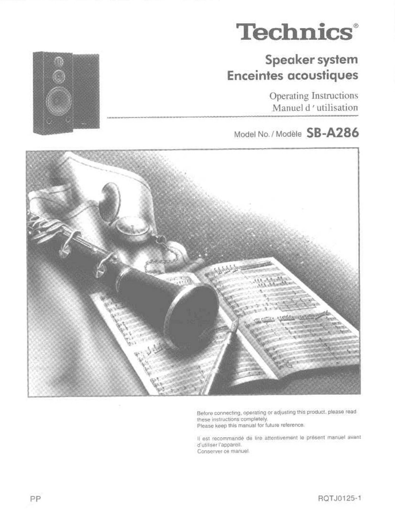 Panasonic SB-A286 Speaker System User Manual
