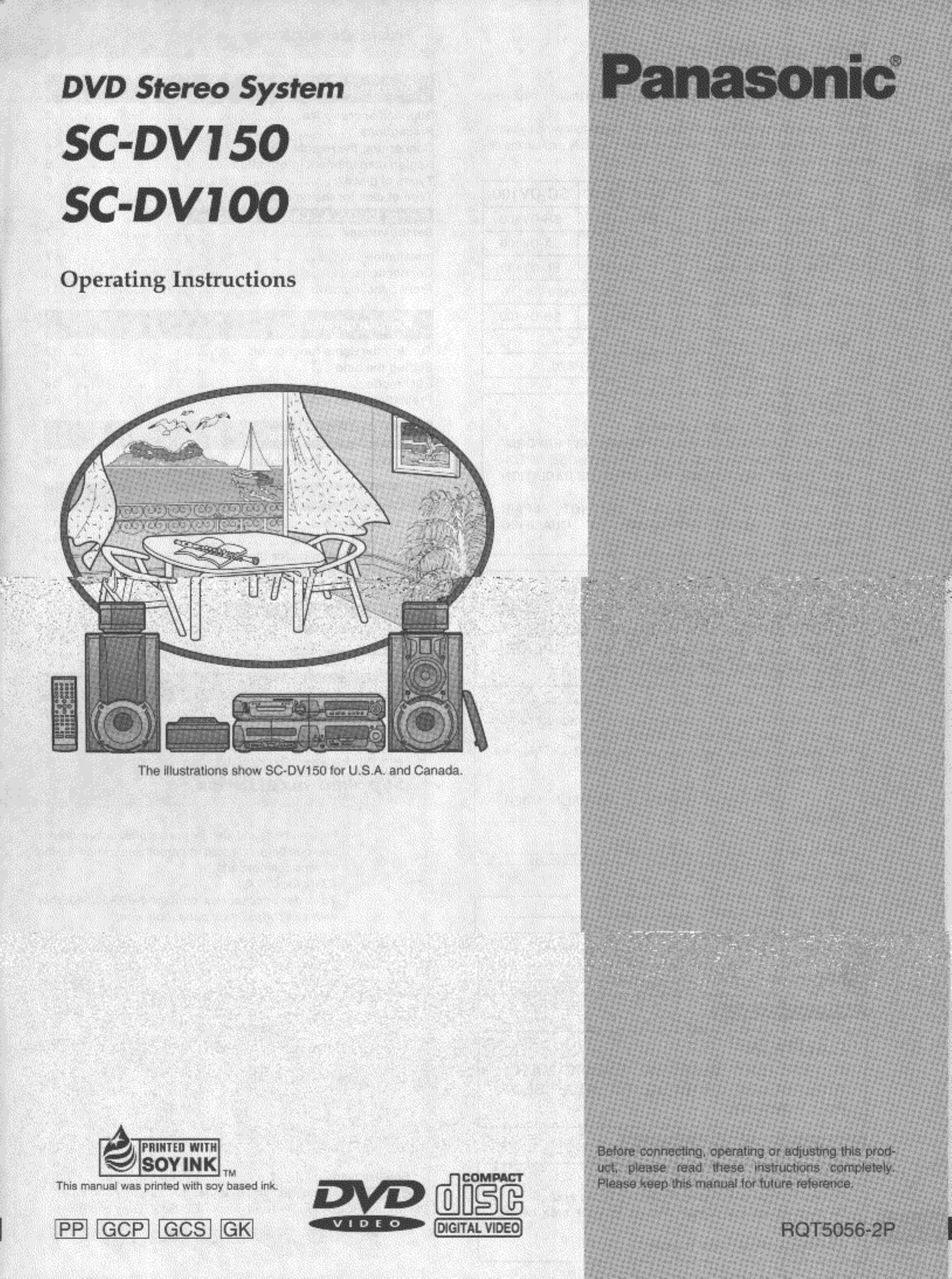 Panasonic SC-DV100 Speaker System User Manual