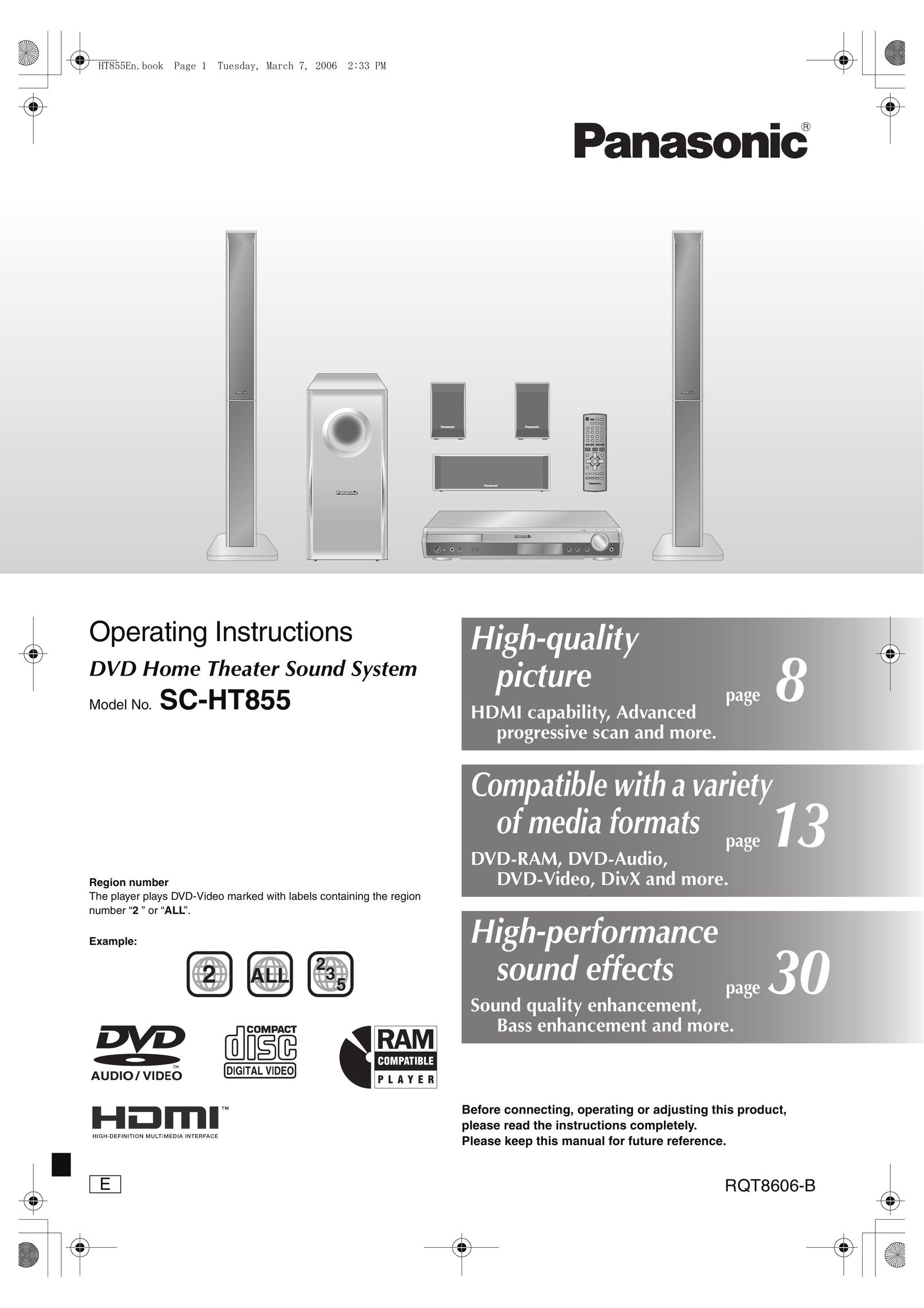 Panasonic SC-HT855 Speaker System User Manual