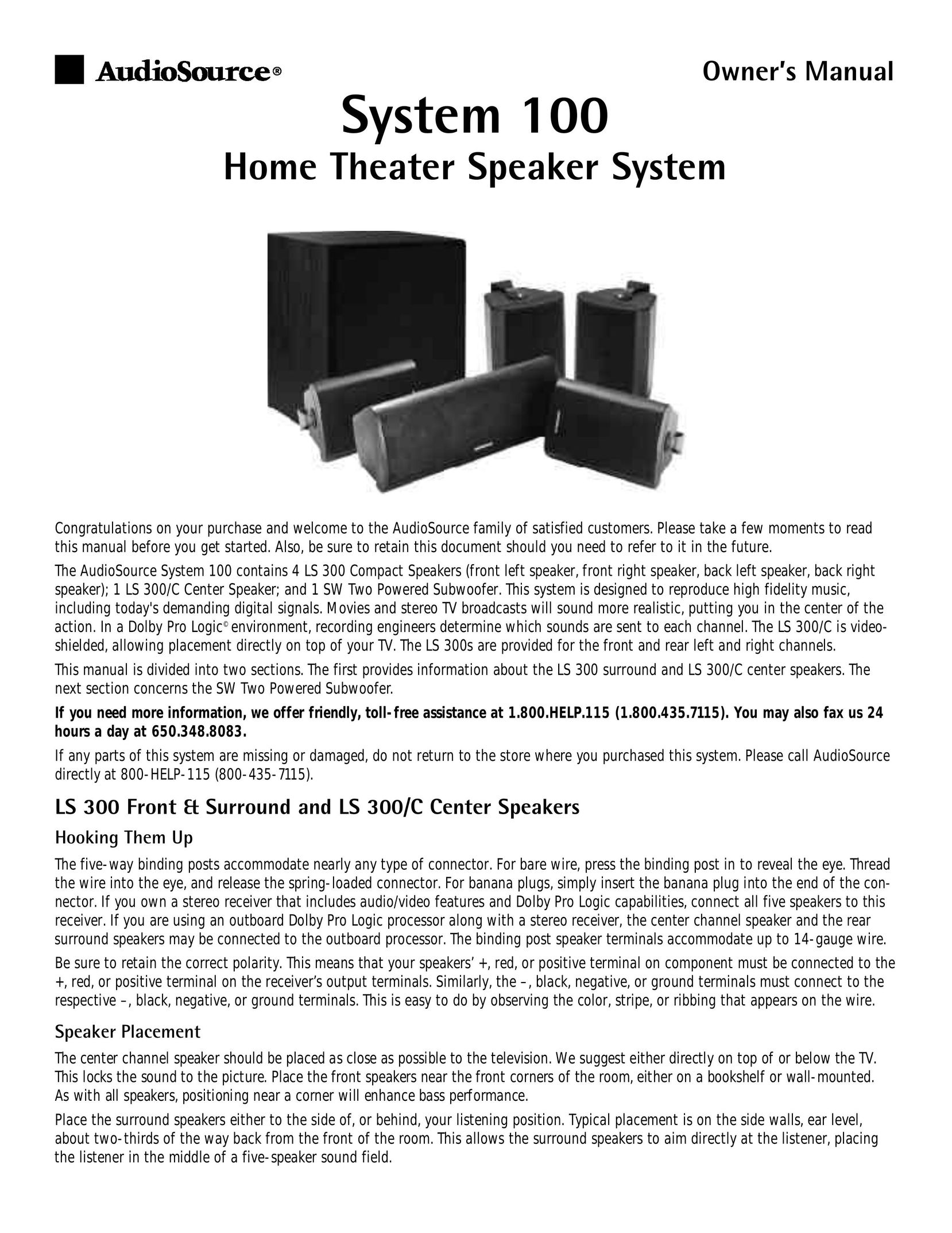 Phoenix Gold 100 Speaker System User Manual