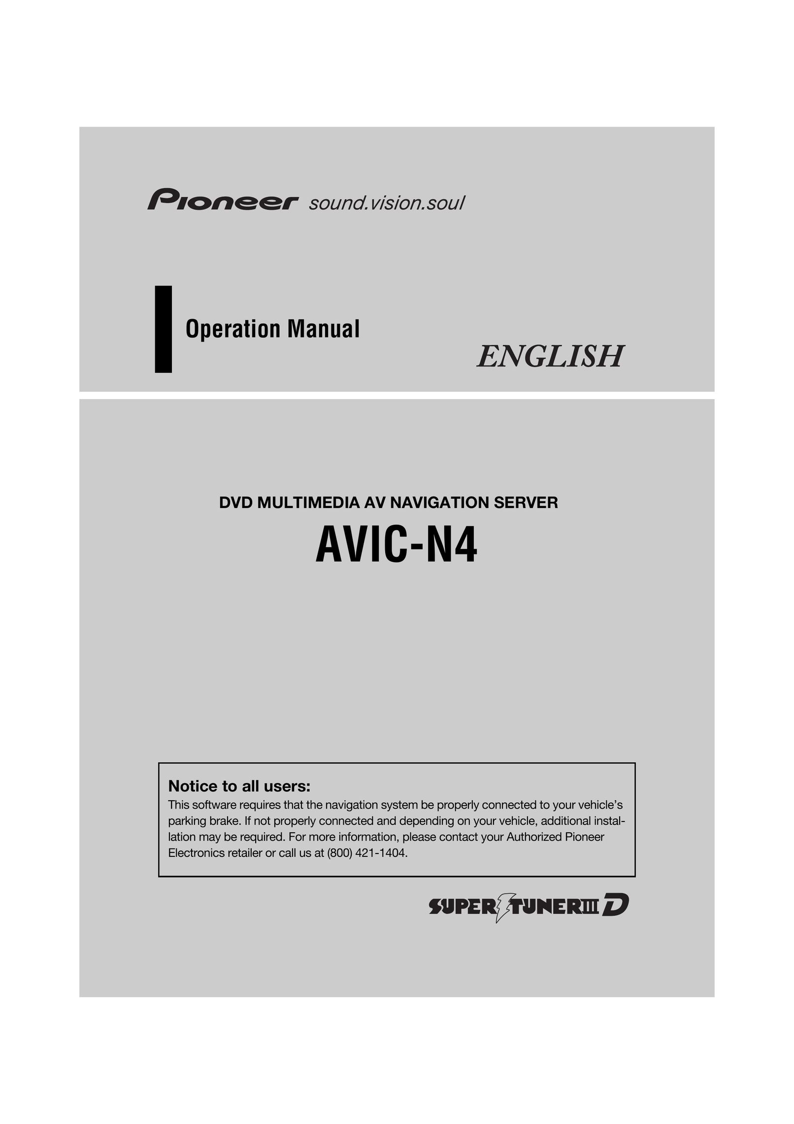 Pioneer AVIC-N4 Speaker System User Manual