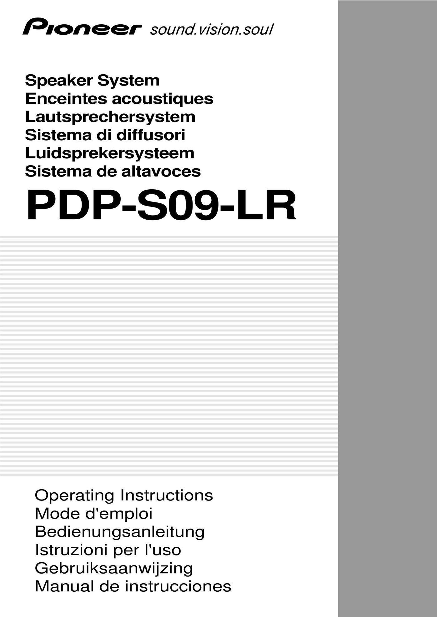 Pioneer PDP-S09LR Speaker System User Manual
