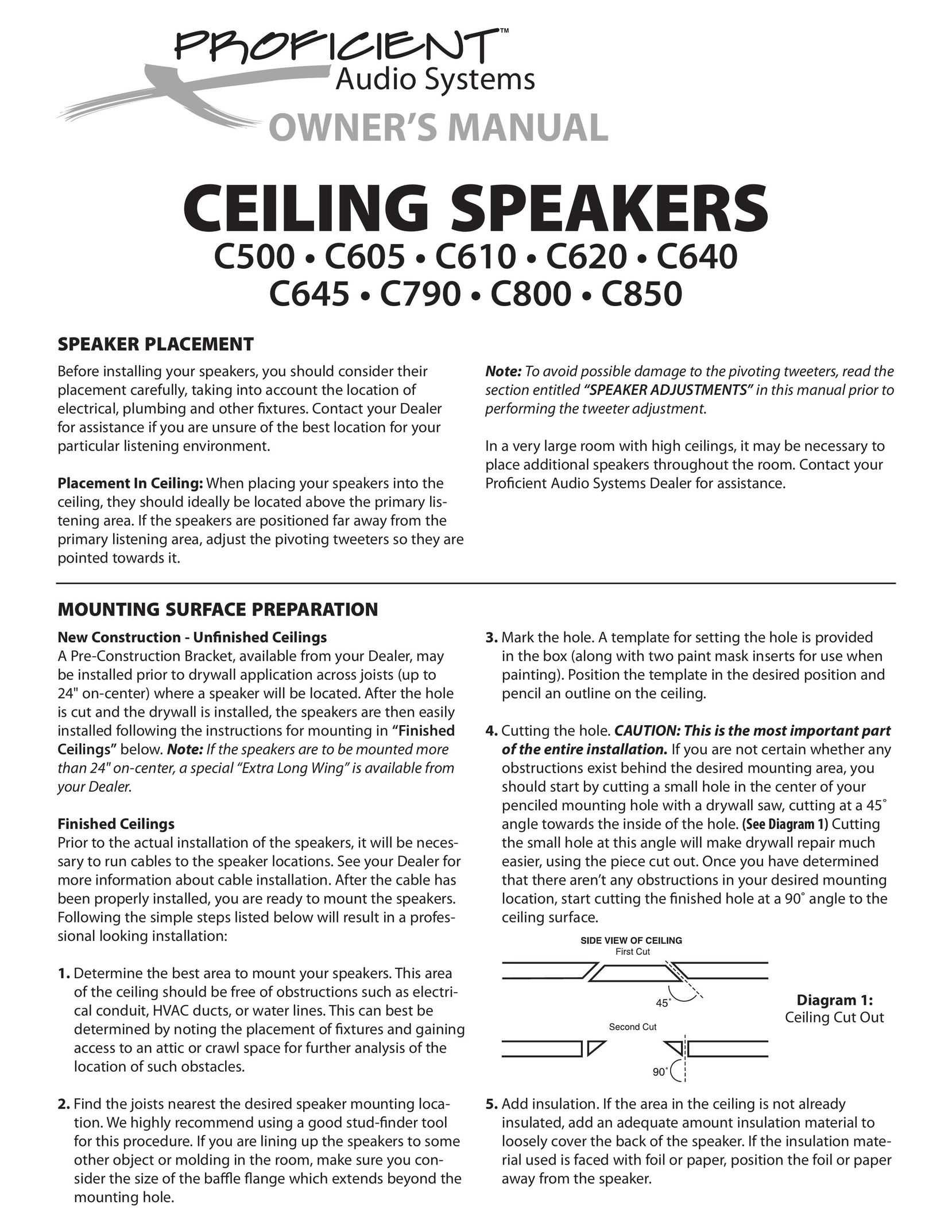 Proficient Audio Systems C800 Speaker System User Manual