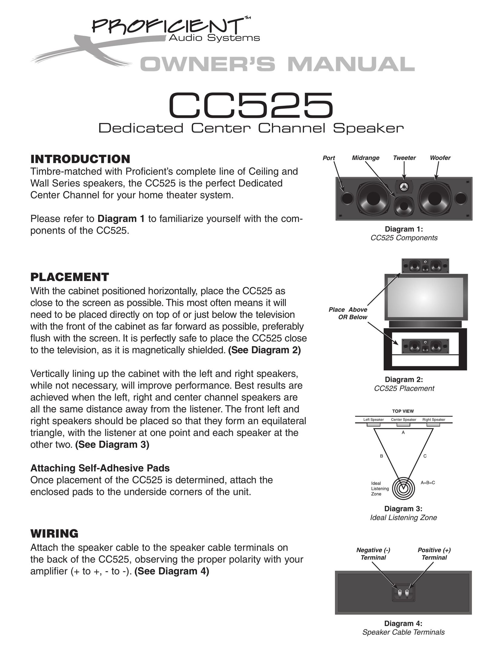Proficient Audio Systems CC525 Speaker System User Manual