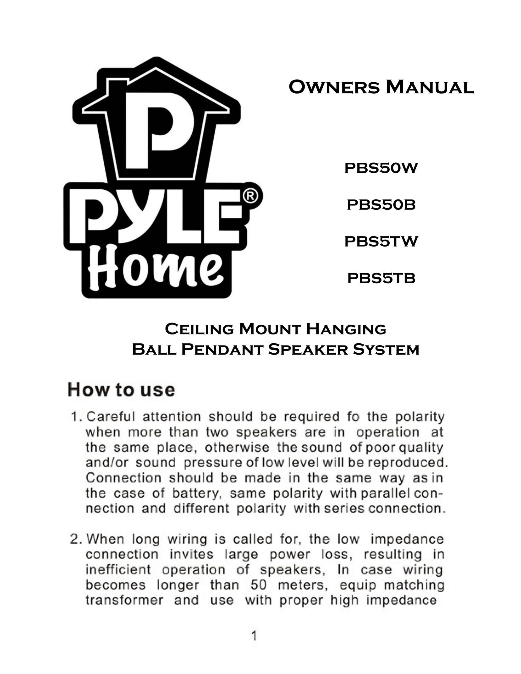 PYLE Audio PBS50W Speaker System User Manual