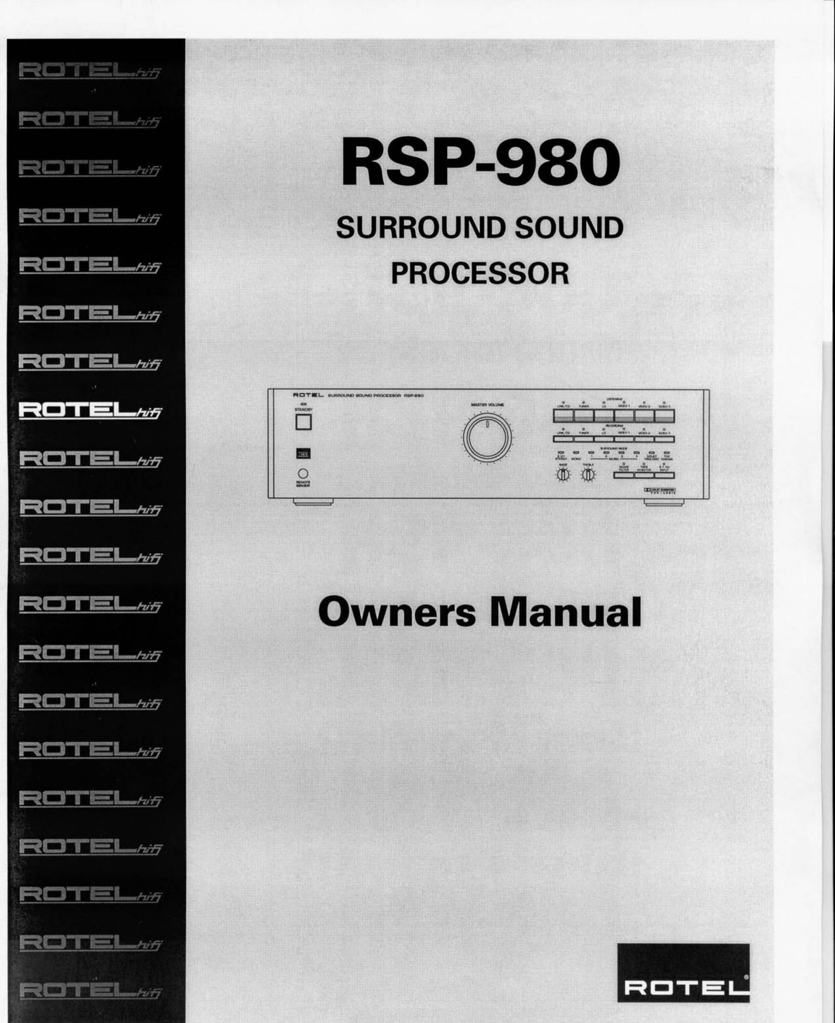 Rotel RSP-980 Speaker System User Manual