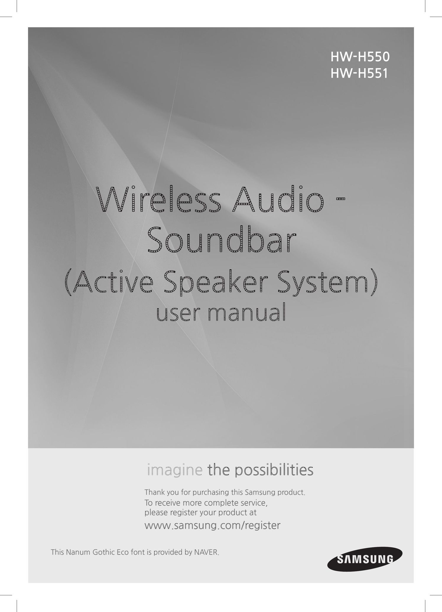 Samsung HWH550 Speaker System User Manual