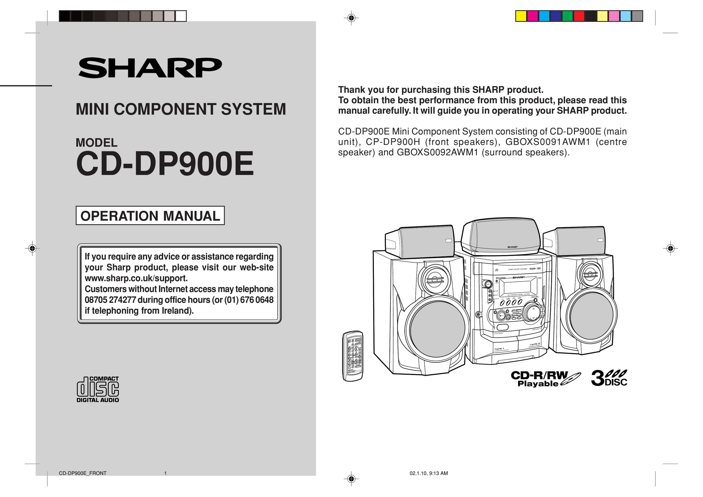 Sharp CD-DP900E Speaker System User Manual