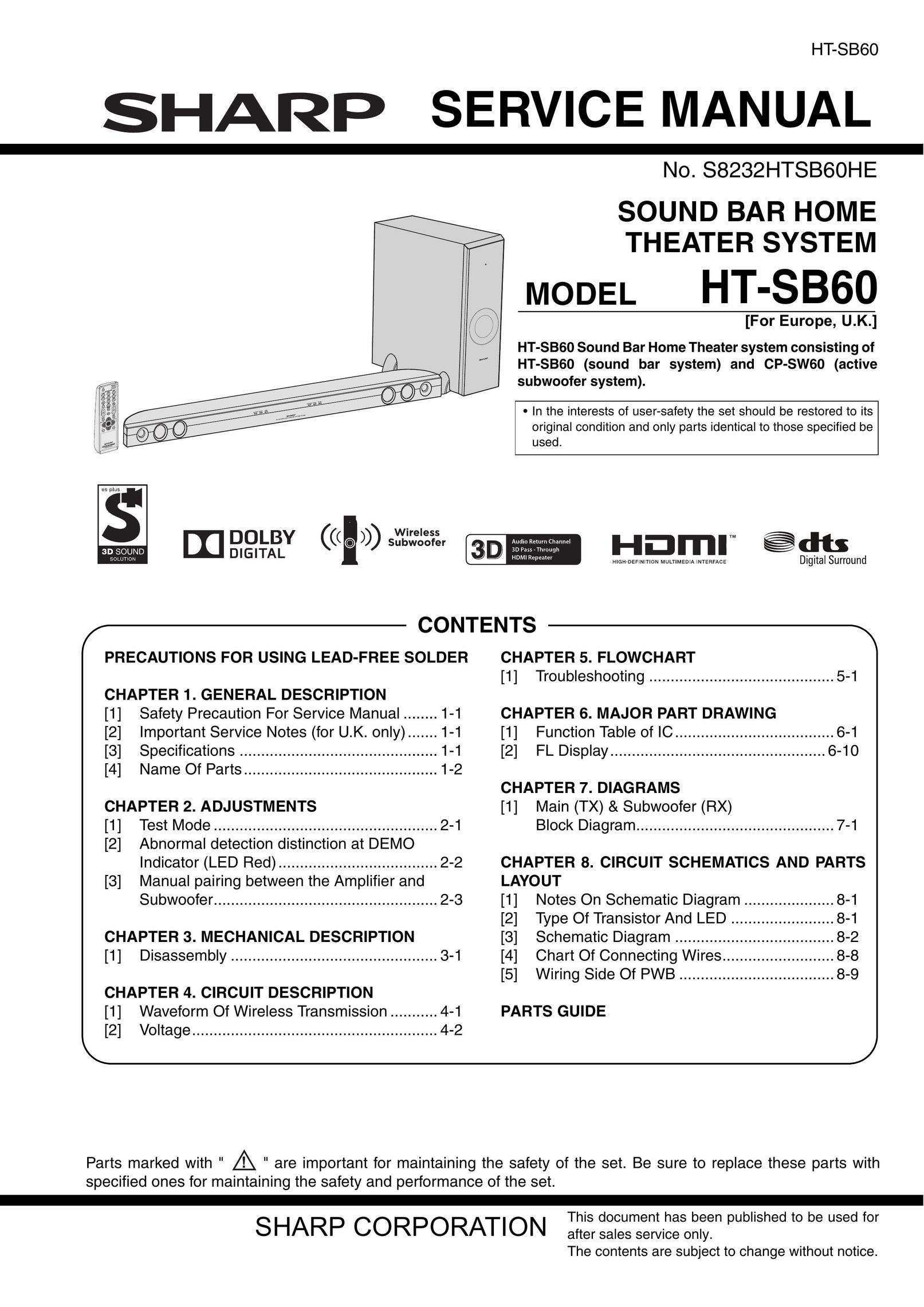 Sharp HTSB60 Speaker System User Manual