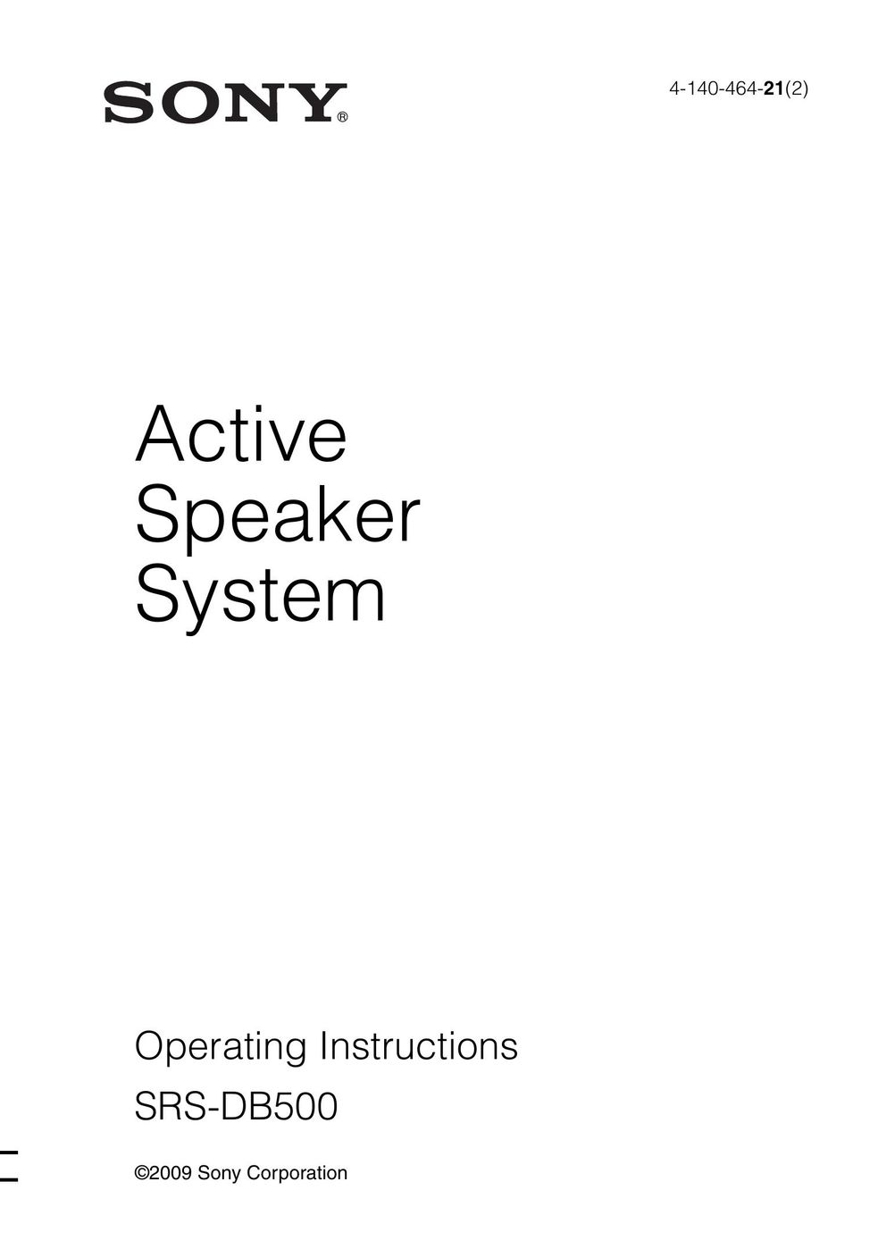 Sony 4-140-464-21(2) Speaker System User Manual