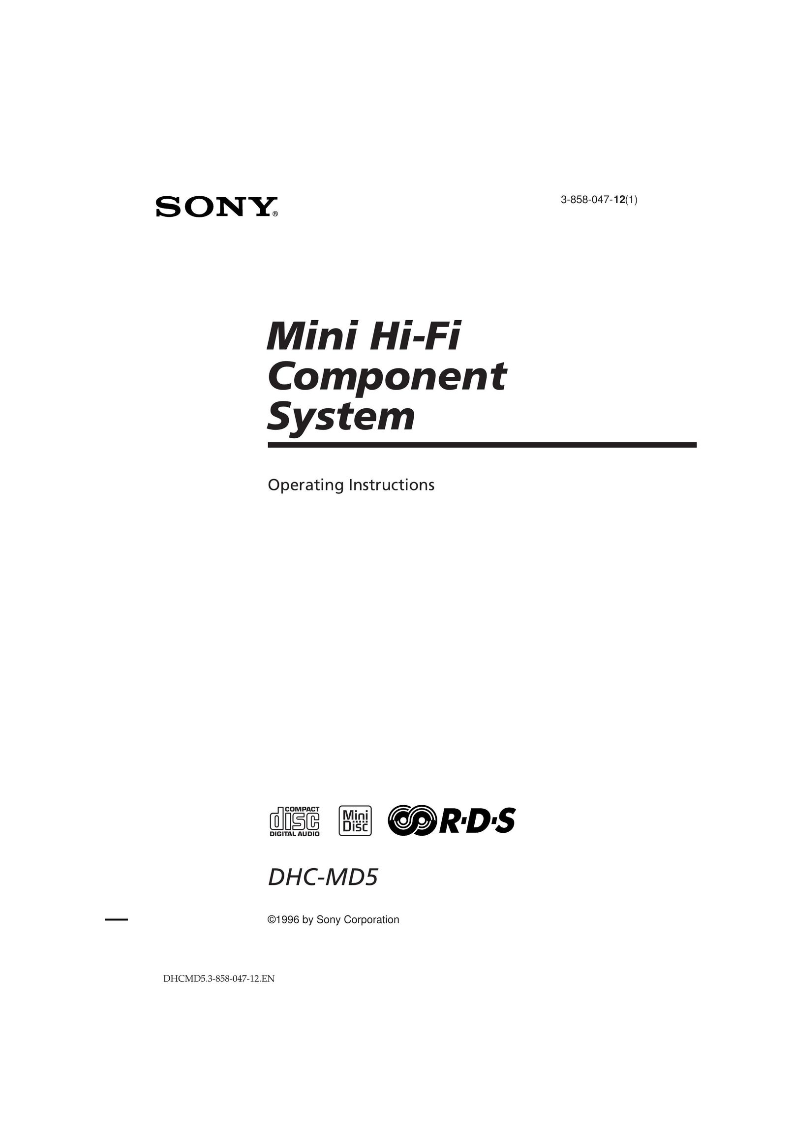 Sony DHC-MD5 Speaker System User Manual
